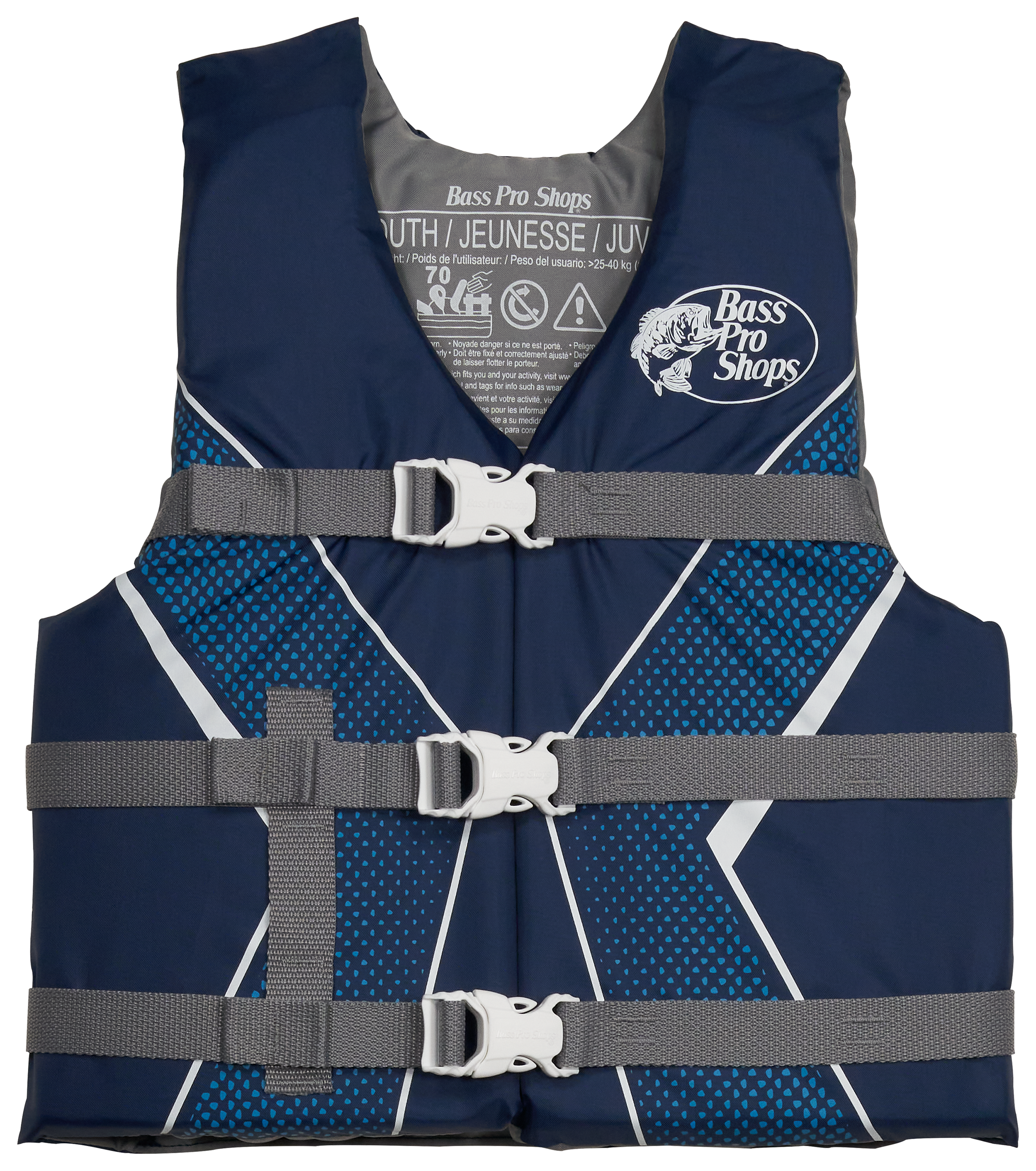 Bass Pro Shops Recreational Life Jacket for Youth - Blue- 55-88 Lbs