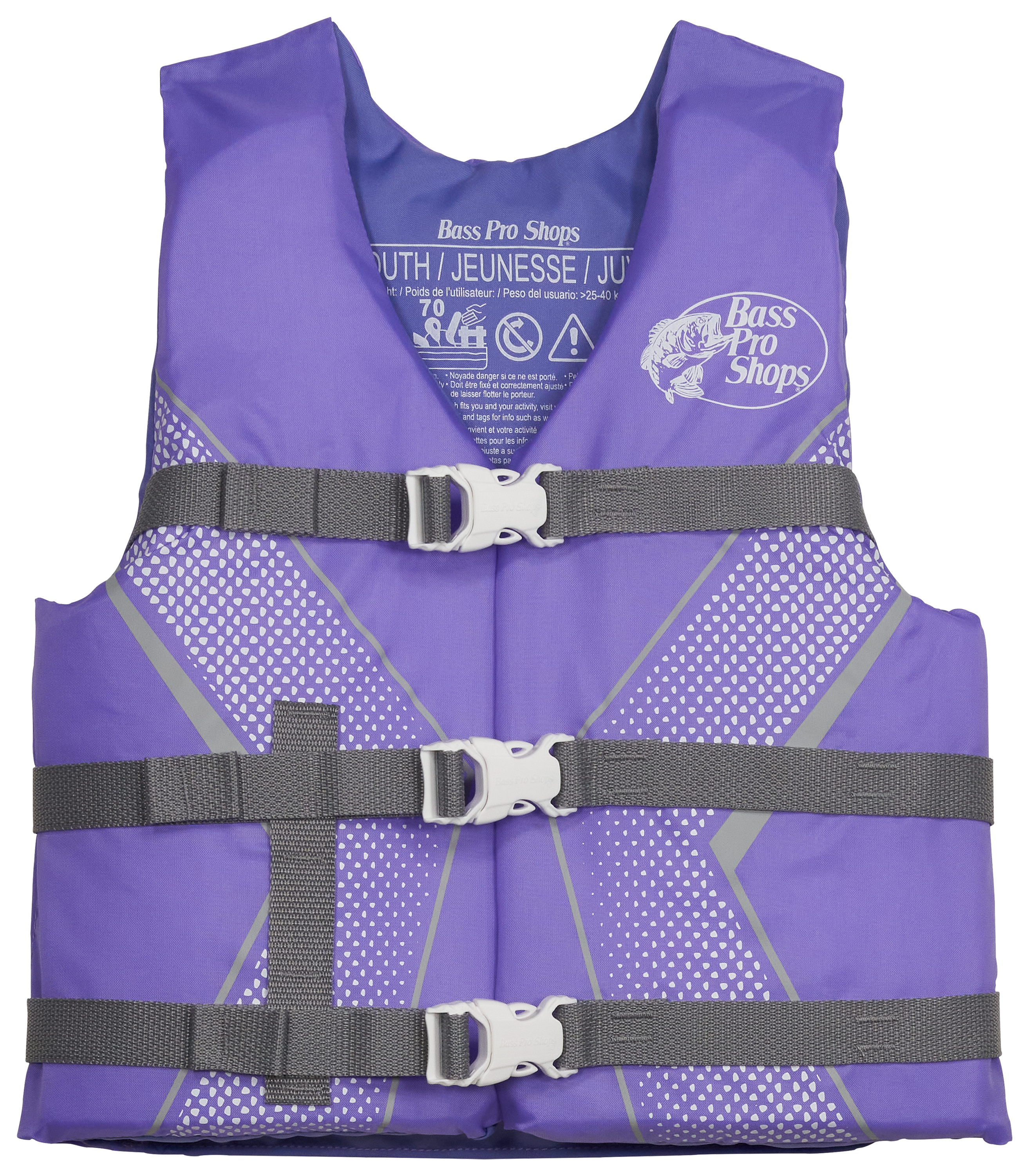 Image of Bass Pro Shops Recreational Life Jacket for Youth - Purple- 55-88 Lbs.