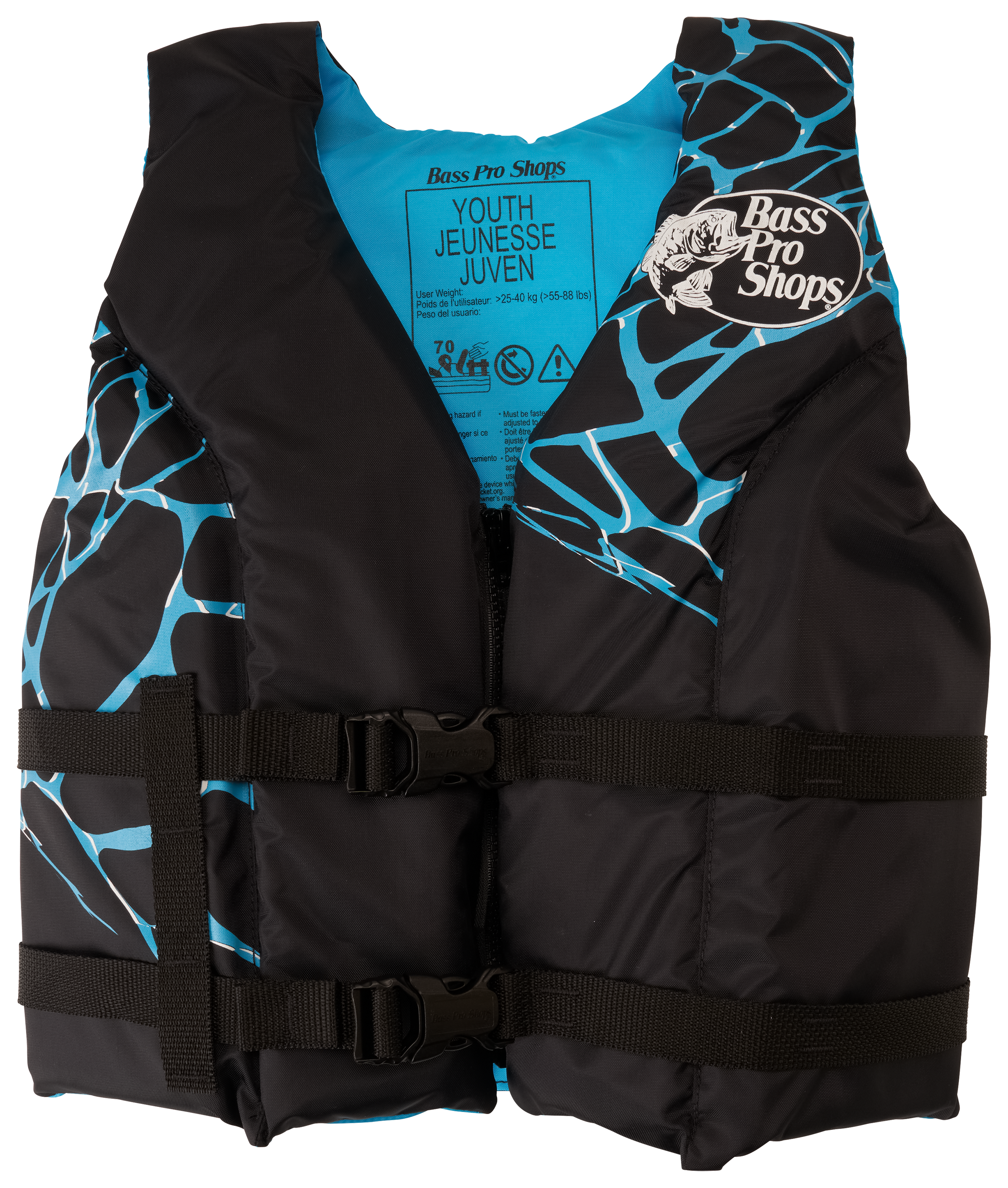 Image of Bass Pro Shops Deluxe Hinged Splash Life Jacket for Kids - Black