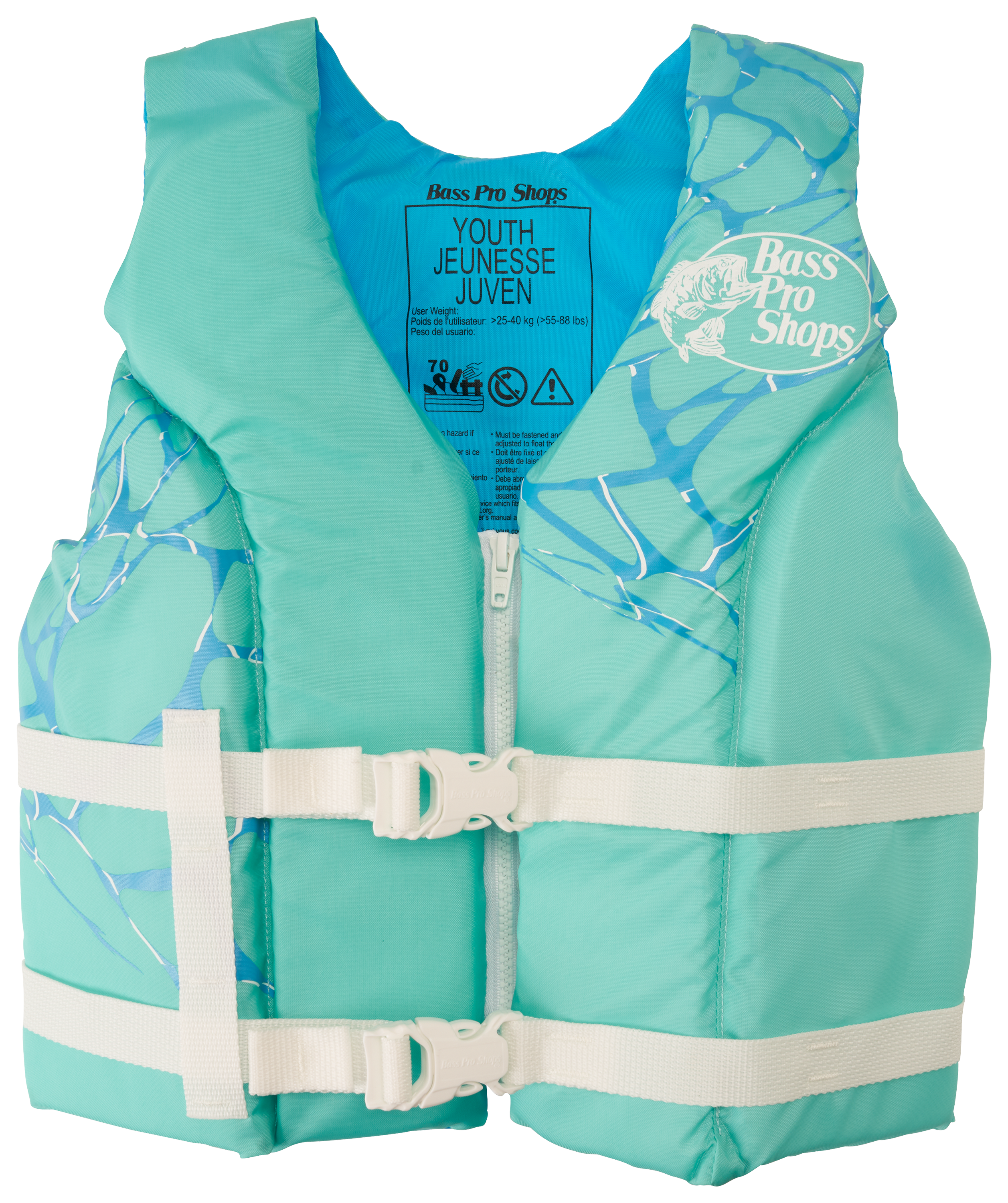 Image of Bass Pro Shops Deluxe Hinged Splash Life Jacket for Kids - Aqua