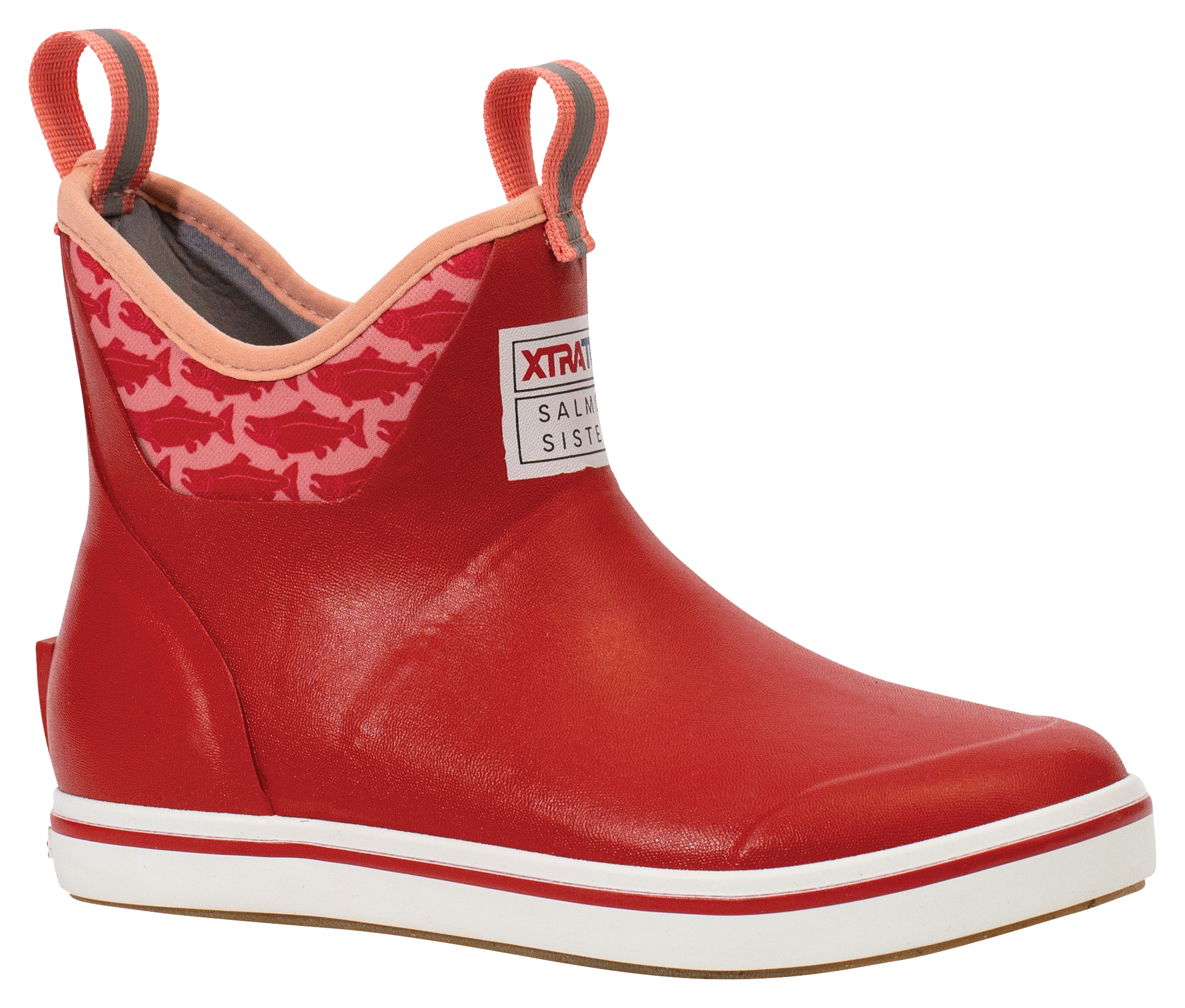 Image of XtraTuf Salmon Sisters Ankle Deck Boots for Women - Red/Sockeye - 8M