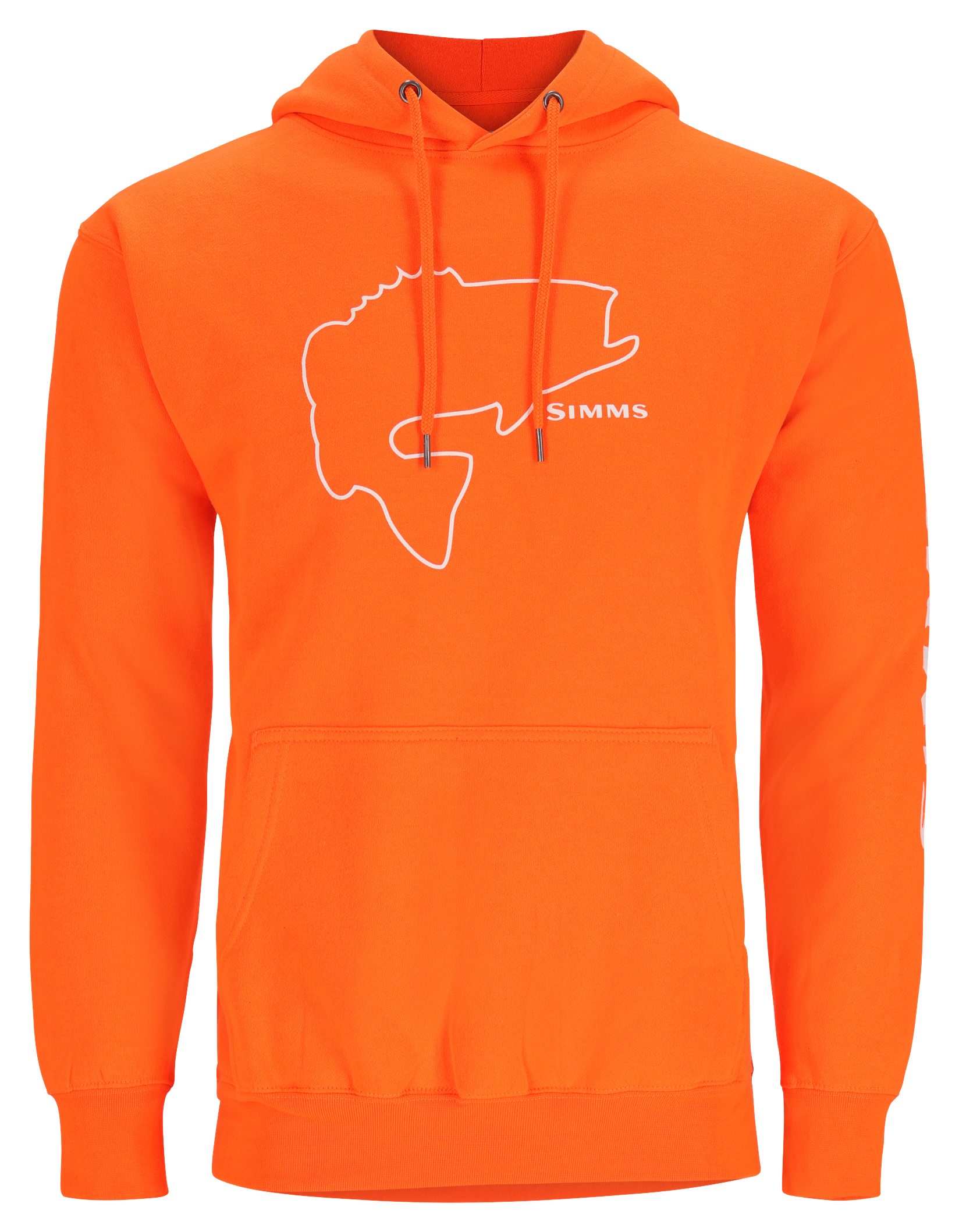 Image of Simms Bass Outline Long-Sleeve Hoodie for Men - Neon Orange - L