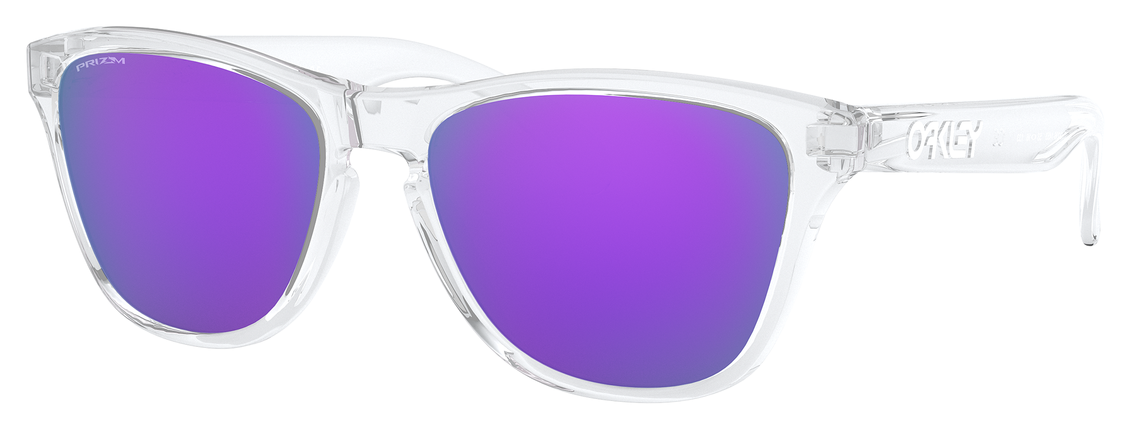 Image of Oakley Jr. Frogskins XS OJ9006 Prizm Grey Sunglasses for Kids - Polished Clear/Prizm Violet - X-Large