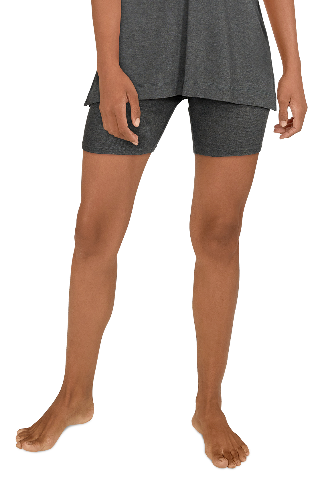 Image of Natural Reflections Ribbed Bike Shorts for Ladies - Pavement Heather - S