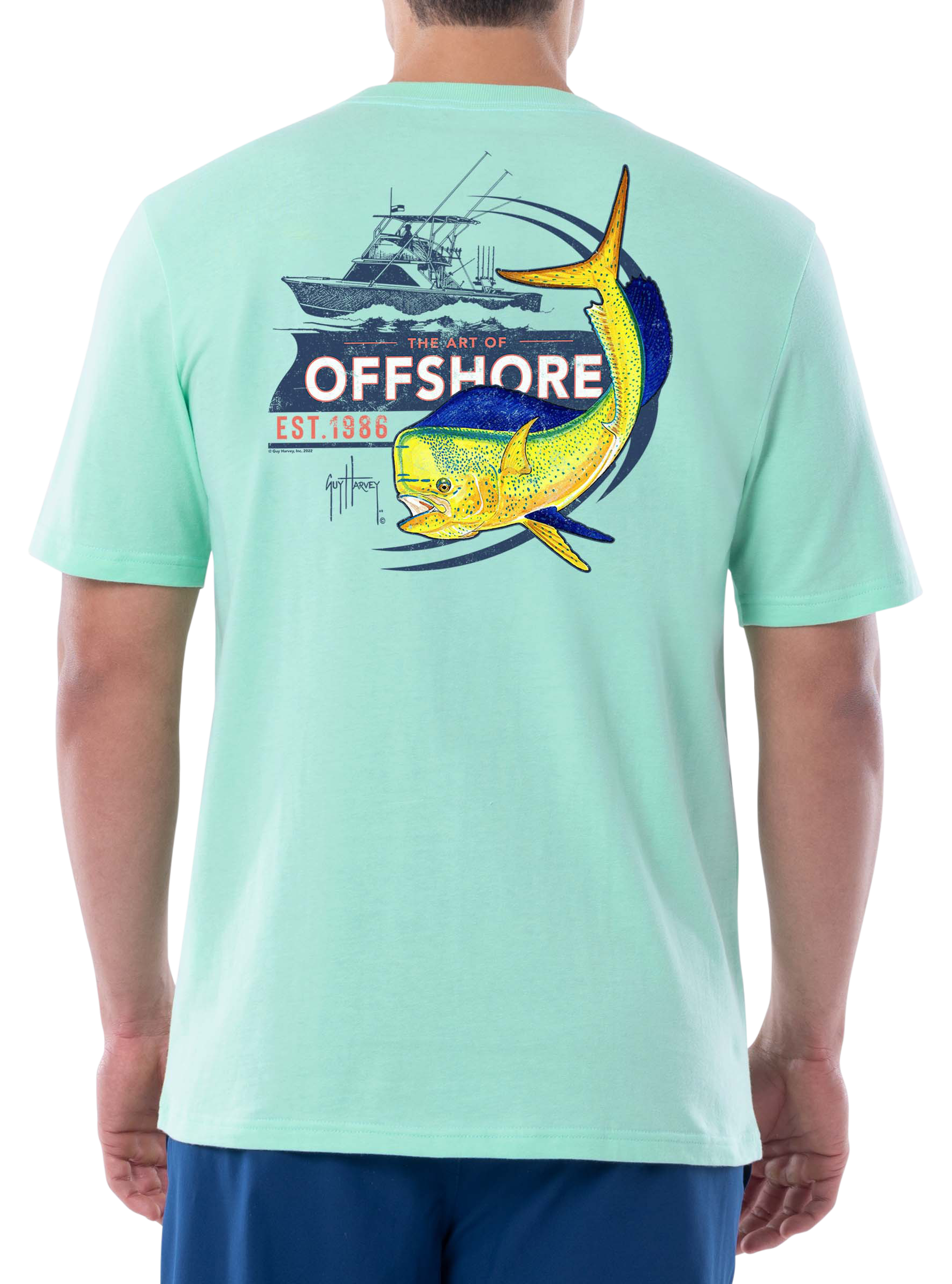 Image of Guy Harvey The Art of Offshore Short-Sleeve T-Shirt for Men - Beach Glass - XL