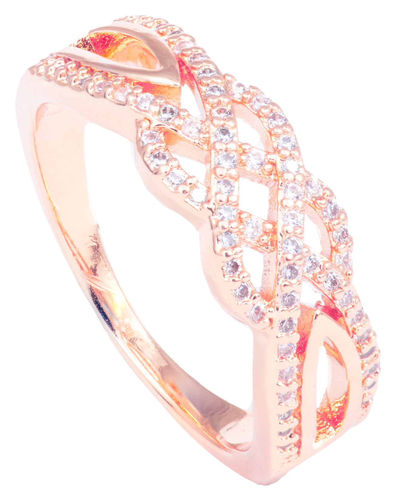 Image of Amanda Blu Celtic Knot Rose Gold and Cubic Zirconia Ring for Ladies