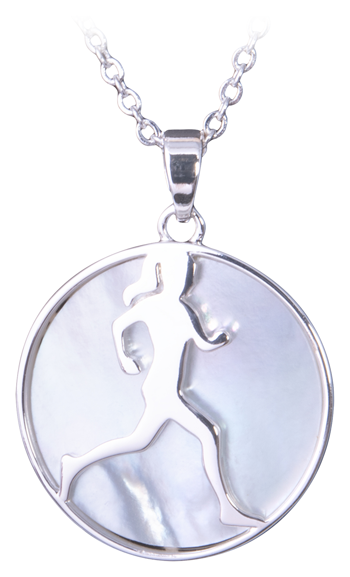 Image of Amanda Blu Runner Silver with Cubic Zirconia and Mother of Pearl Medallion Necklace