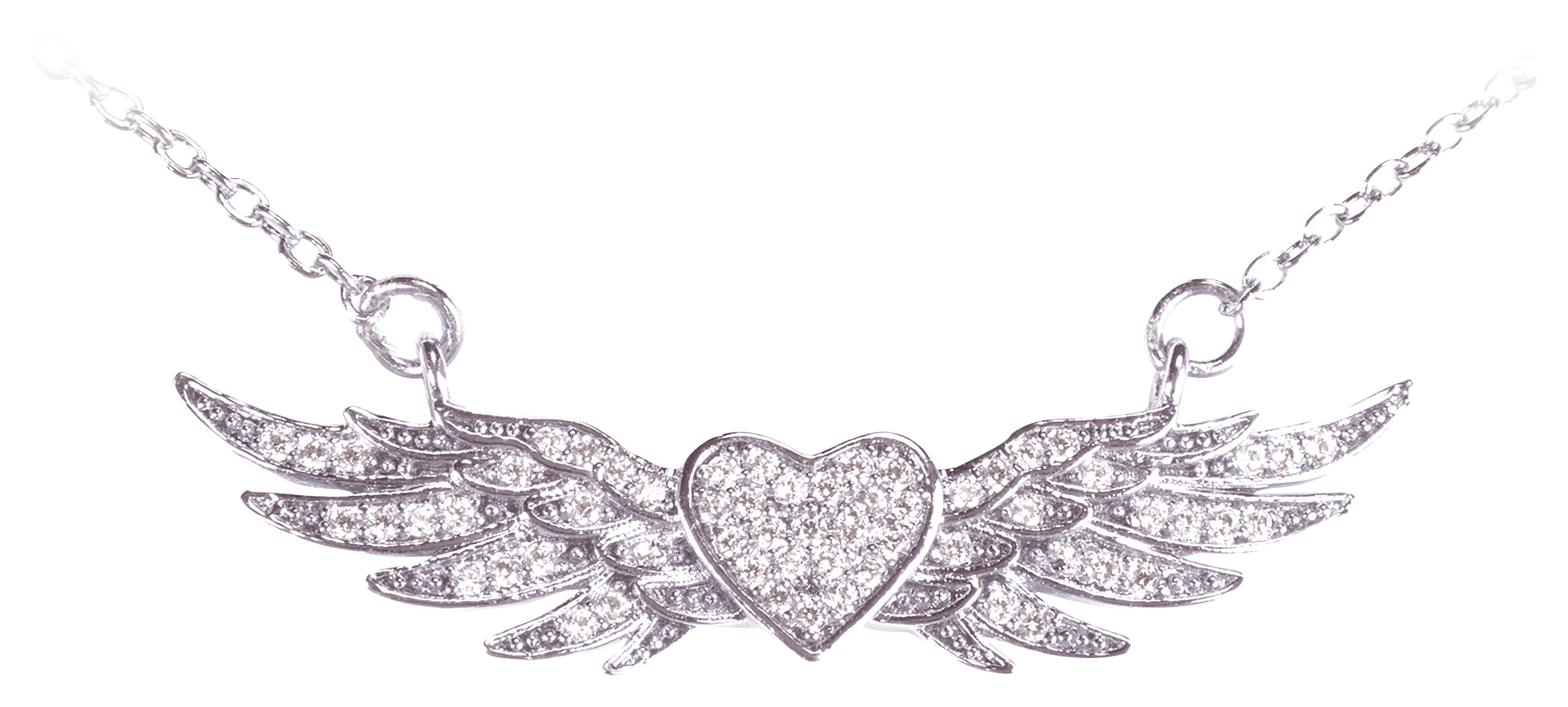 AMANDA BLU Heart with Wings Cubic Zirconia Necklace