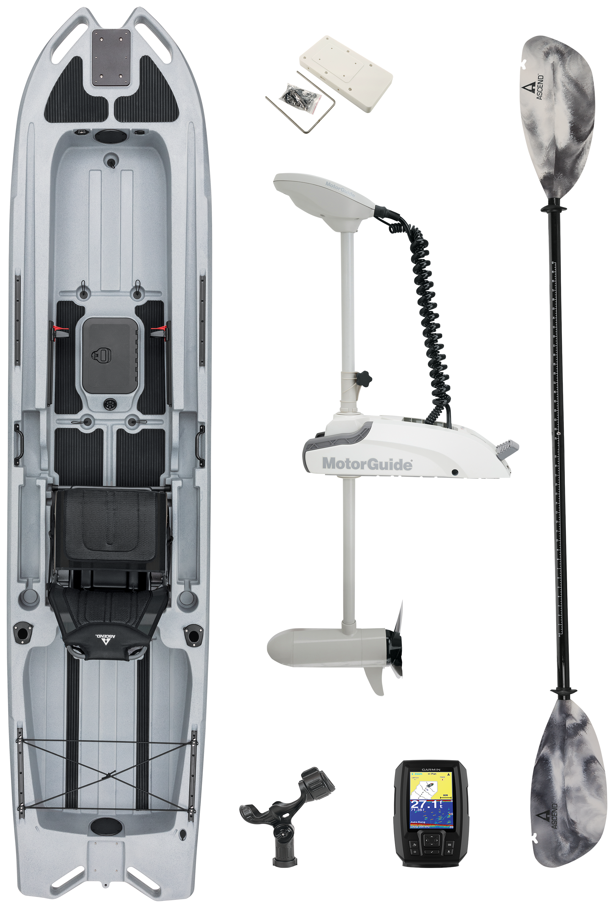 Ascend 133X Tournament Sit-on-Top Kayak Ultimate Saltwater Fishing Package