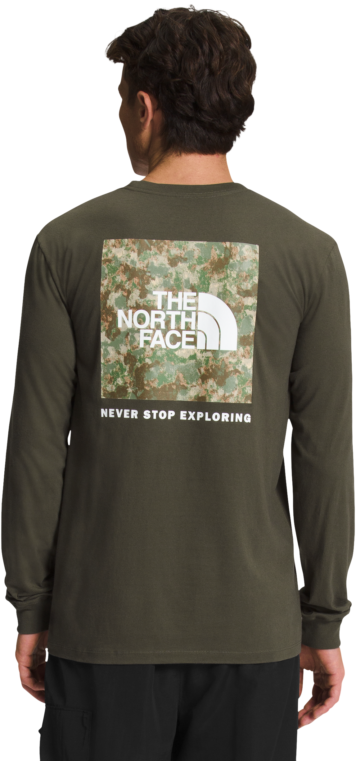 The North Face Box NSE Long-Sleeve Shirt for Men - New Taupe Green/Military Olive - 2XL