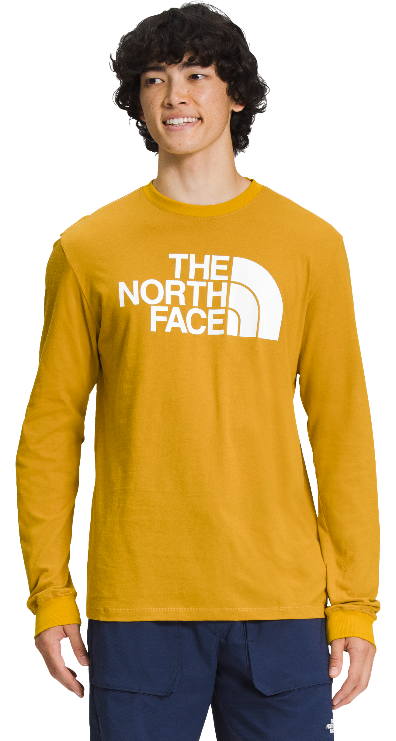 The North Face Half Dome Long-Sleeve T-Shirt for Men - Arrowwood Yellow/TNF White - S