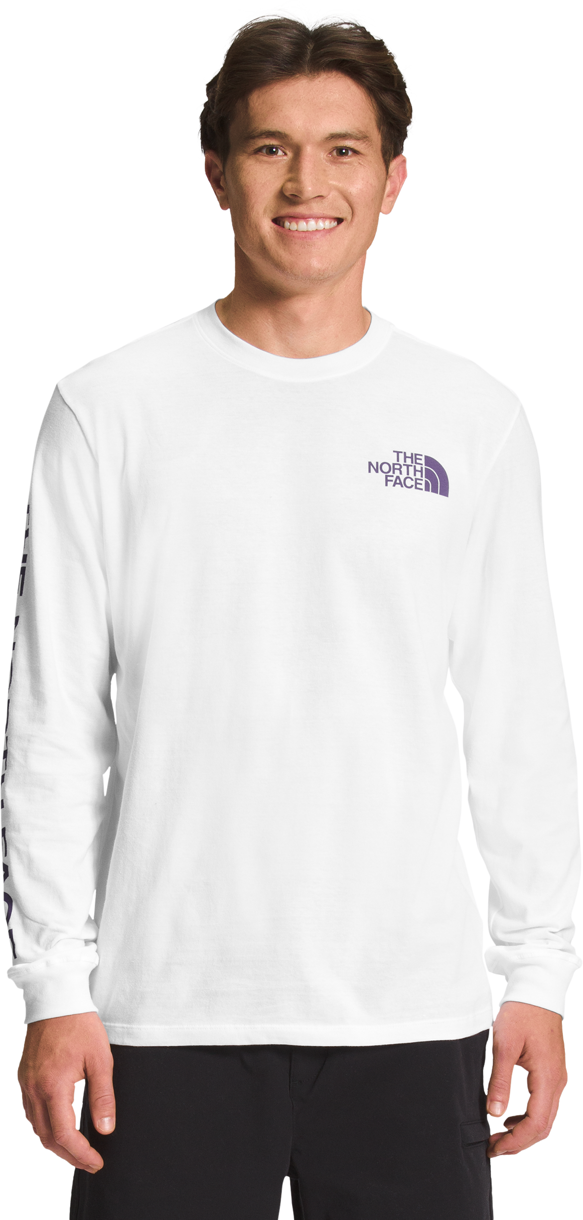 The North Face Hit Graphic Long-Sleeve T-Shirt for Men - TNF White/Lunar Slate - S