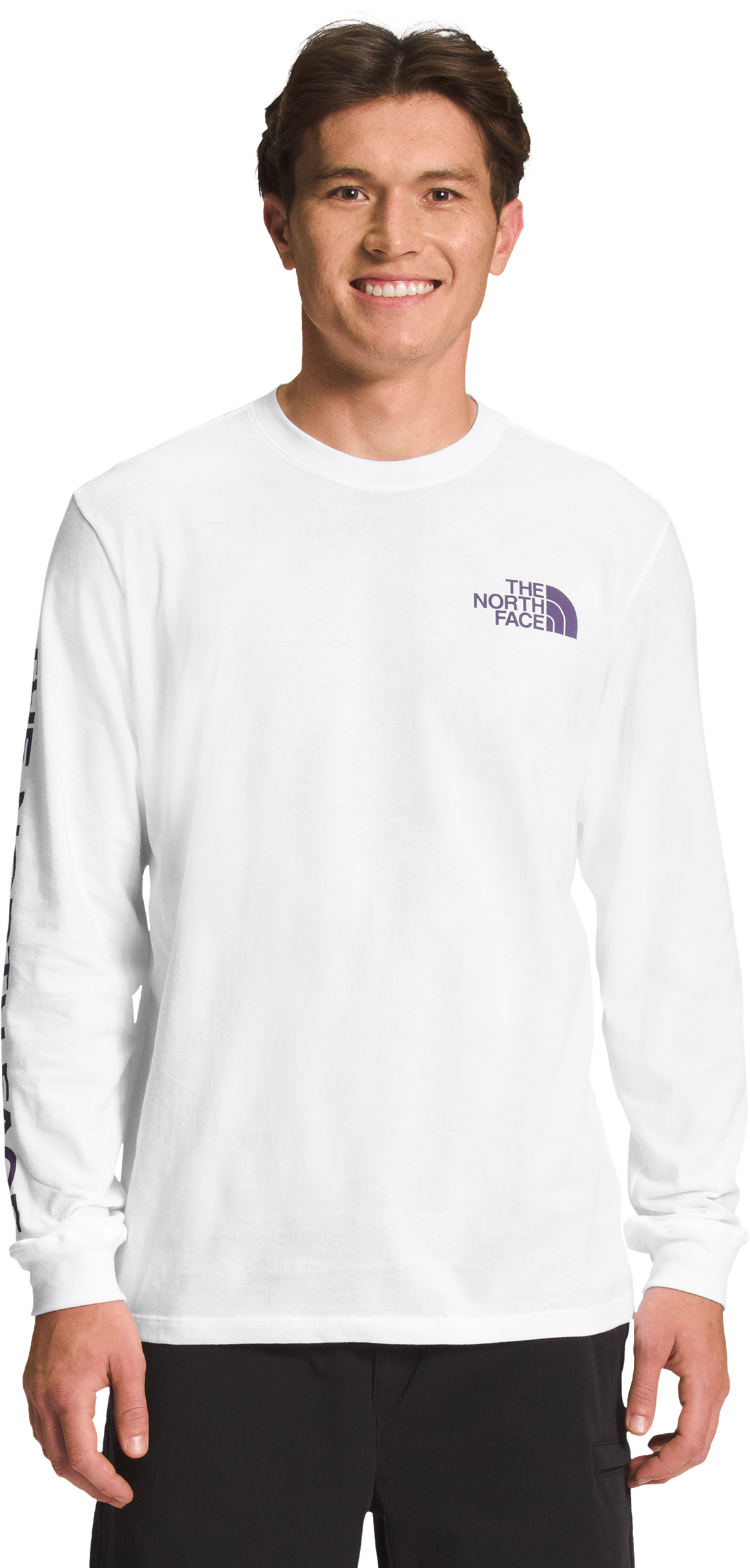 The North Face Hit Graphic Long-Sleeve T-Shirt for Men - TNF White/Lunar Slate - M