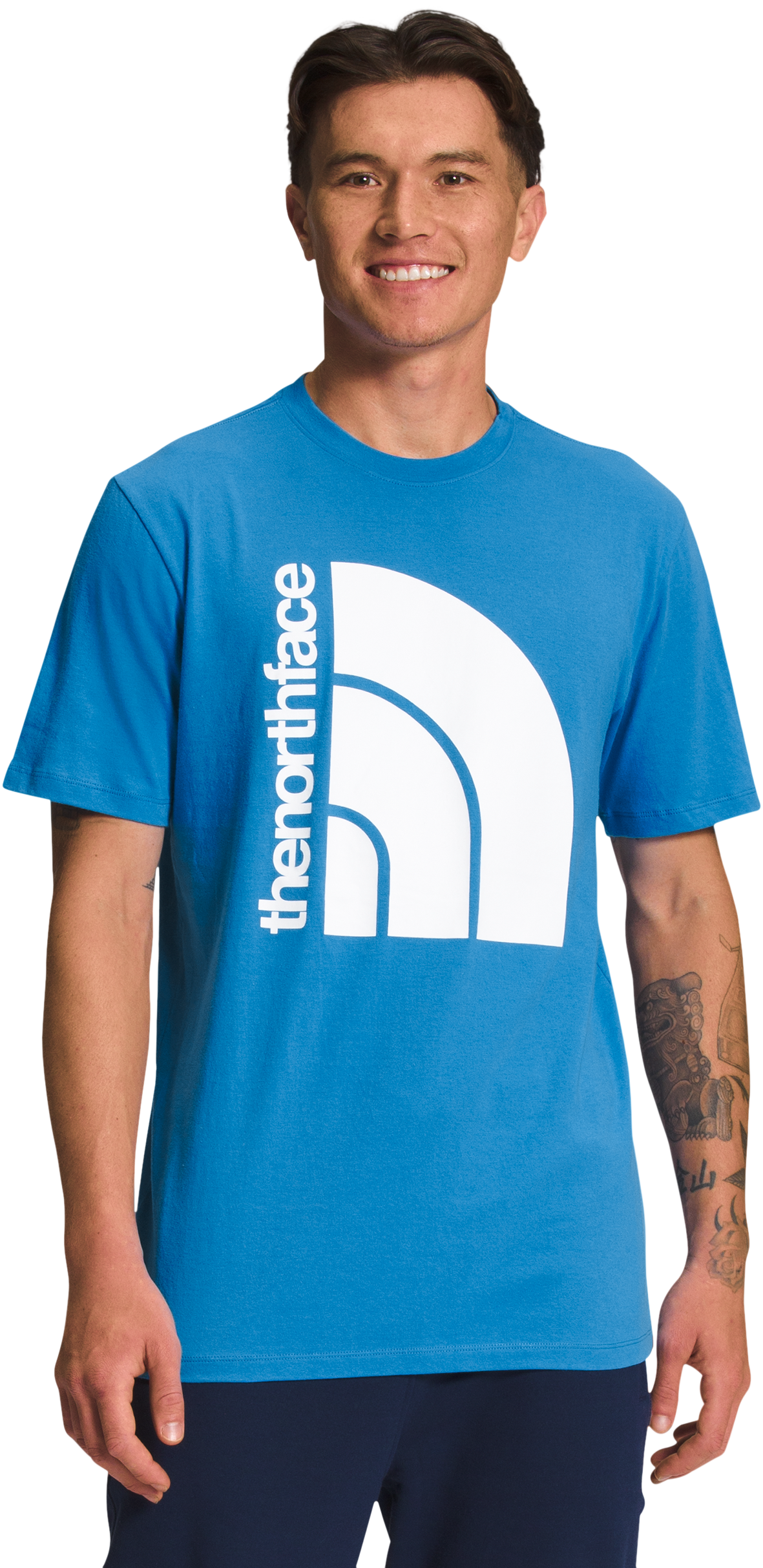 Image of The North Face Jumbo Half Dome Short-Sleeve T-Shirt for Men - Sonic Blue/TNF White - S