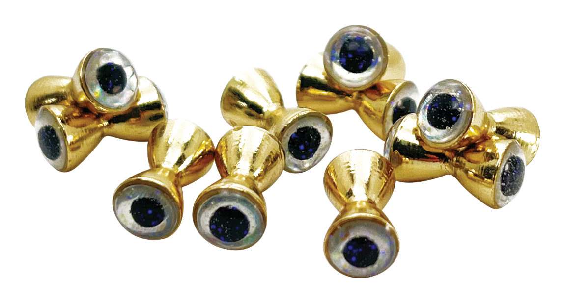 Image of Montana Fly Company Sparkle Dumbbell Eyes 10-Pack - Large - Gold Silver