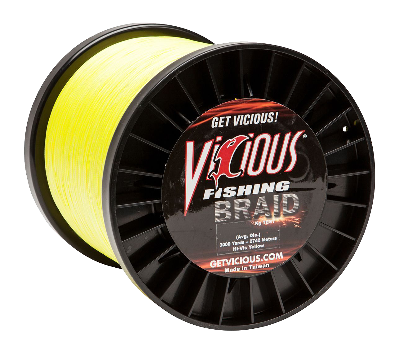 Vicious Fishing Standard Braid Fishing Line - Hi-Vis Yellow - 3000 Yards - 120 lb.