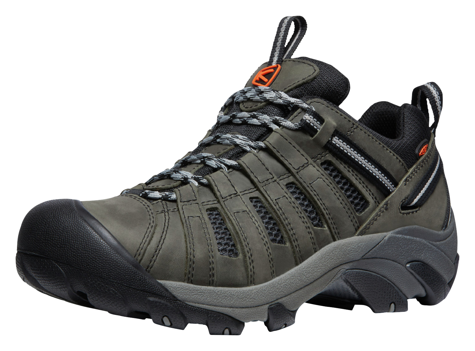 Image of Keen Voyageur Hiking Shoes for Men - Steel Grey/Scarlet Ibis - 9M