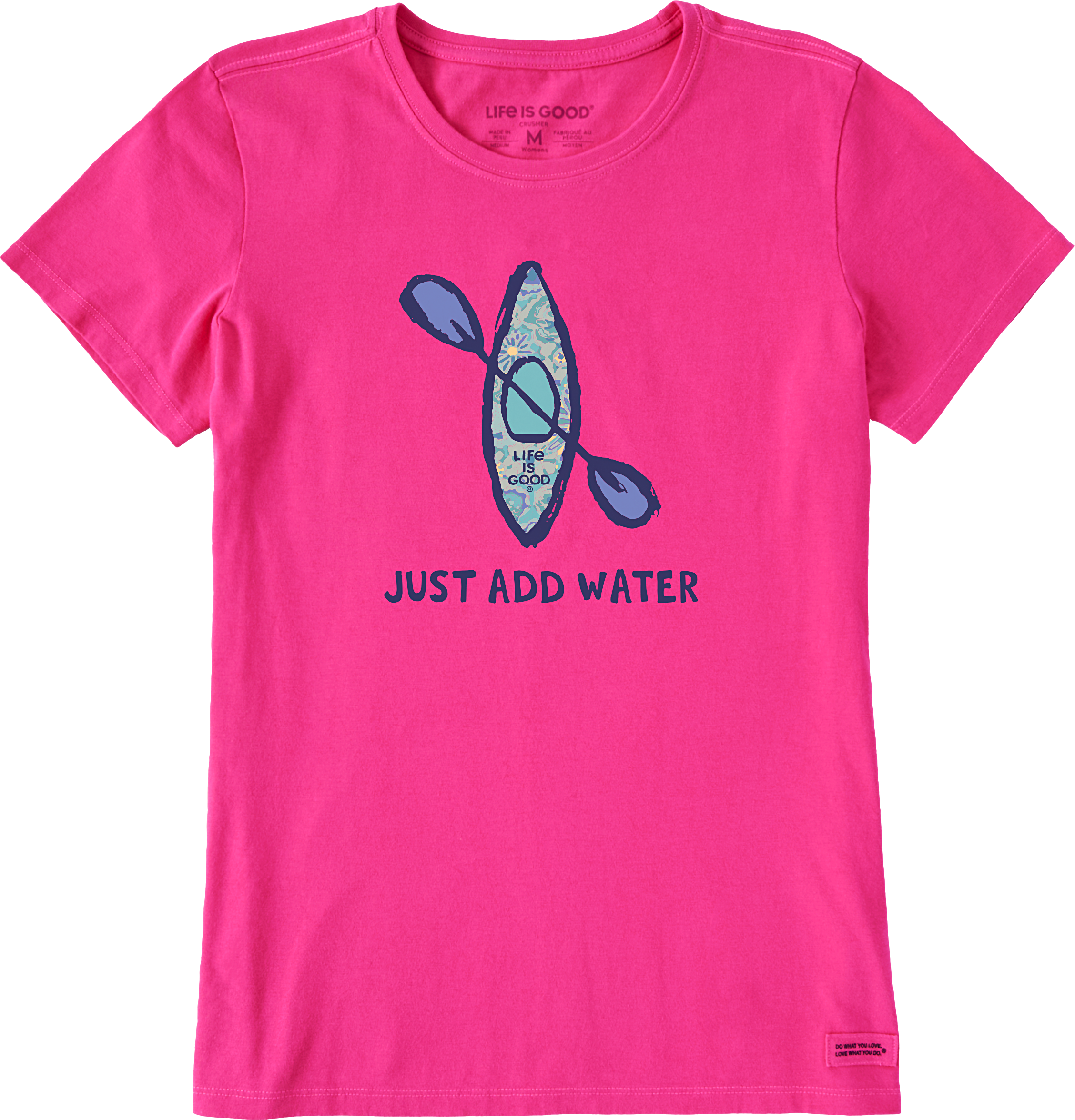 Image of Life is Good Just Add Water Kayak Crusher Short-Sleeve T-Shirt for Ladies - Raspberry Pink - XL