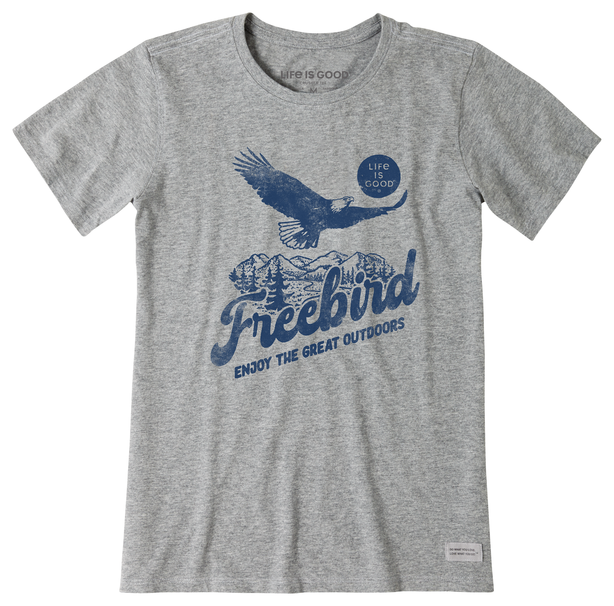 Life is Good Bald Eagle Freebird Crusher-Lite Short-Sleeve T-Shirt for Ladies - Heather Gray - S