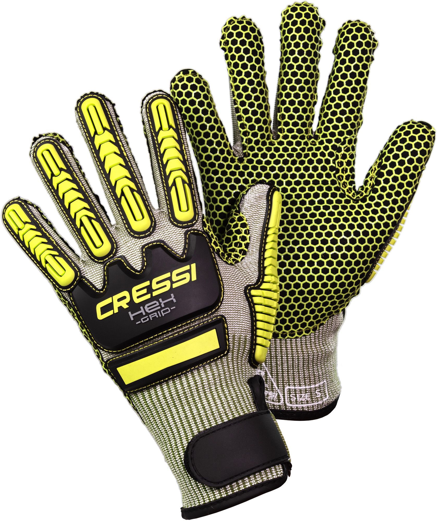 Image of Cressi HEX Puncture-Resistant Grip Diving Gloves - Lime - XS