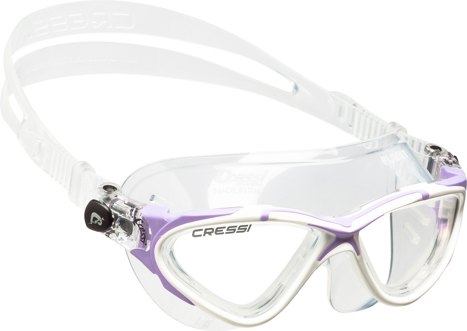 Image of Cressi Planet Adult Swim Goggles with Long Lasting Anti-Fog Technology - Clear/White/Lilac