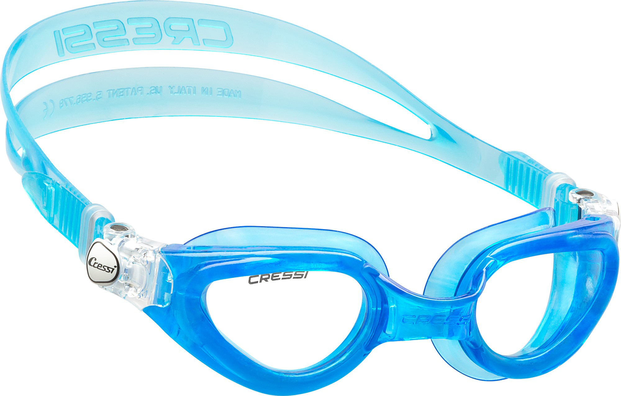 Image of Cressi Right Adult Swim Goggles with Curved Lenses for Wide Vision - Azure/Azure