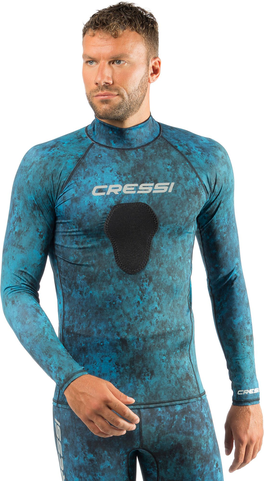 Cressi Hunter Rash Guard Long-Sleeve Top - Blue Camo - L - Cressi