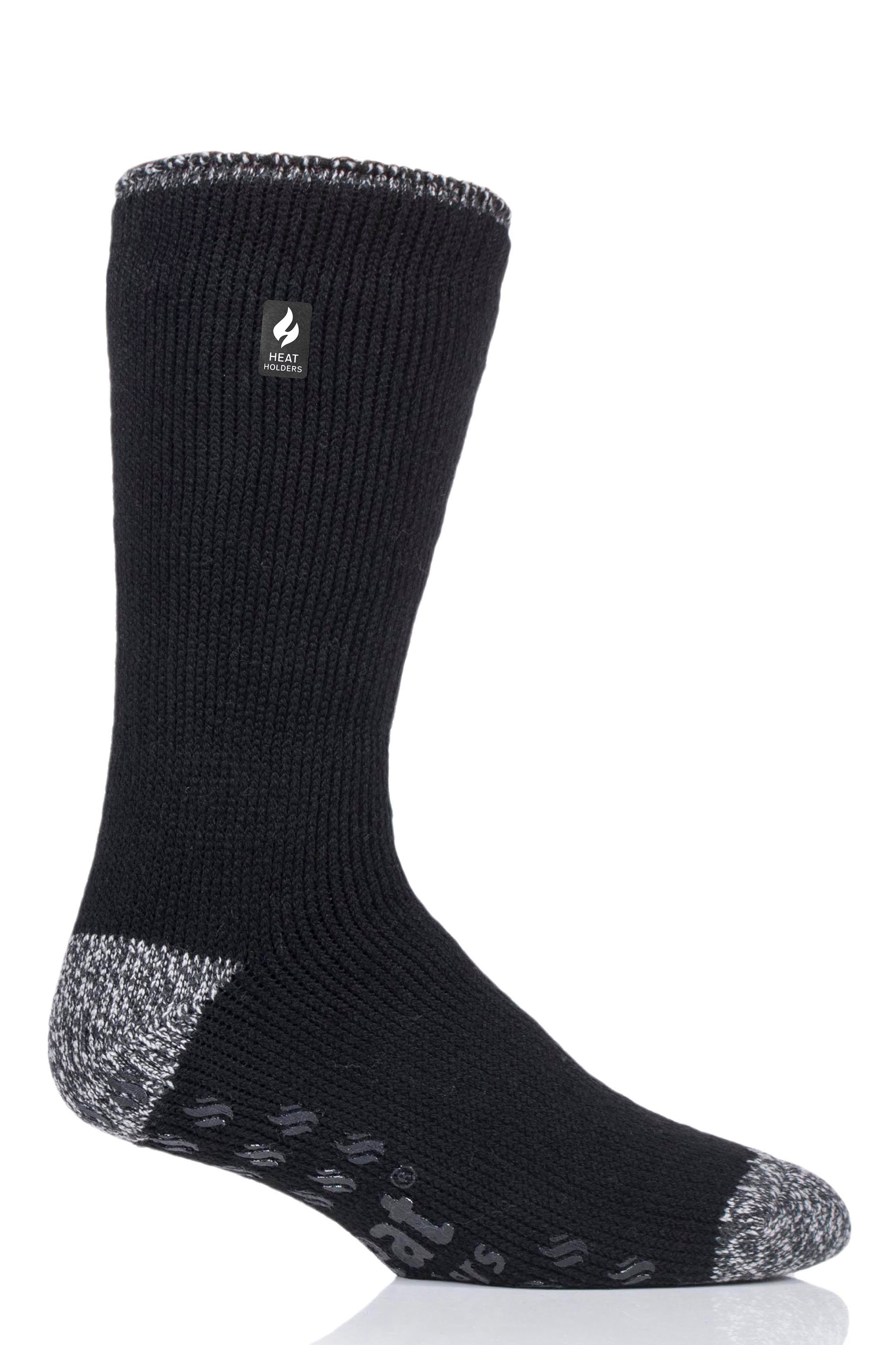 Image of Heat Holders Michael Solid Crew Slipper Socks for Men - Black - 7-12