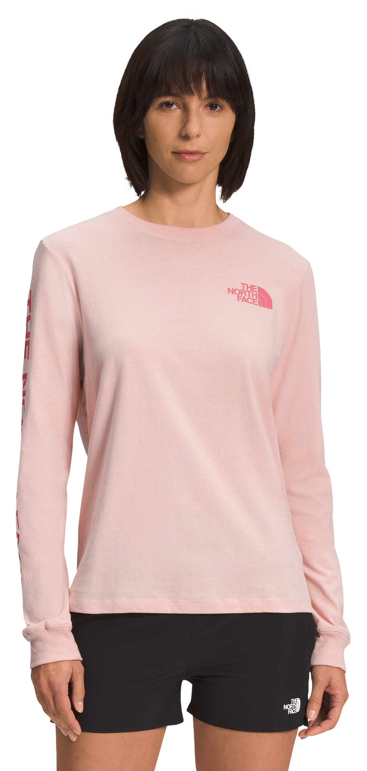 The North Face Hit Graphic Long-Sleeve T-Shirt for Ladies - Pink Moss/Cosmo Pink - L