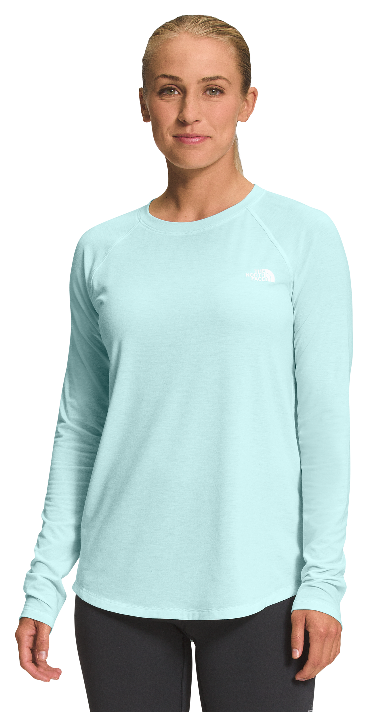 Image of The North Face Wander Hi-Low Long-Sleeve Shirt for Ladies - Skylight Blue Heather - M