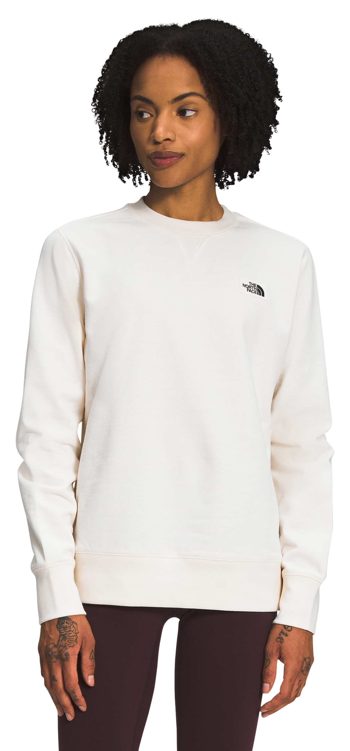 The North Face Heritage Patch Crew-Neck Long-Sleeve Sweatshirt for Ladies - Gardenia White - M