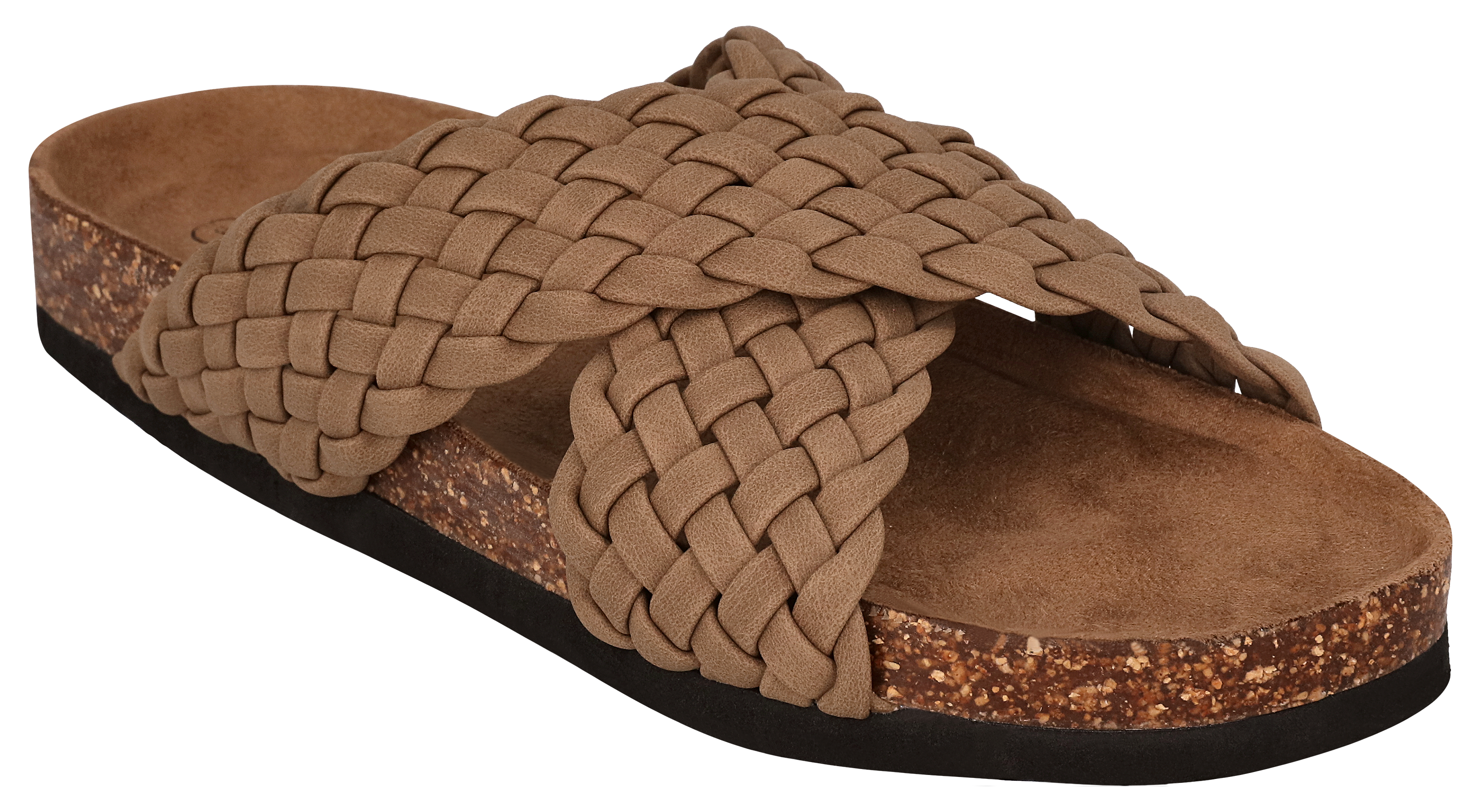 Image of Natural Reflections Retro Cross Braided Sandals - Taupe - 7M