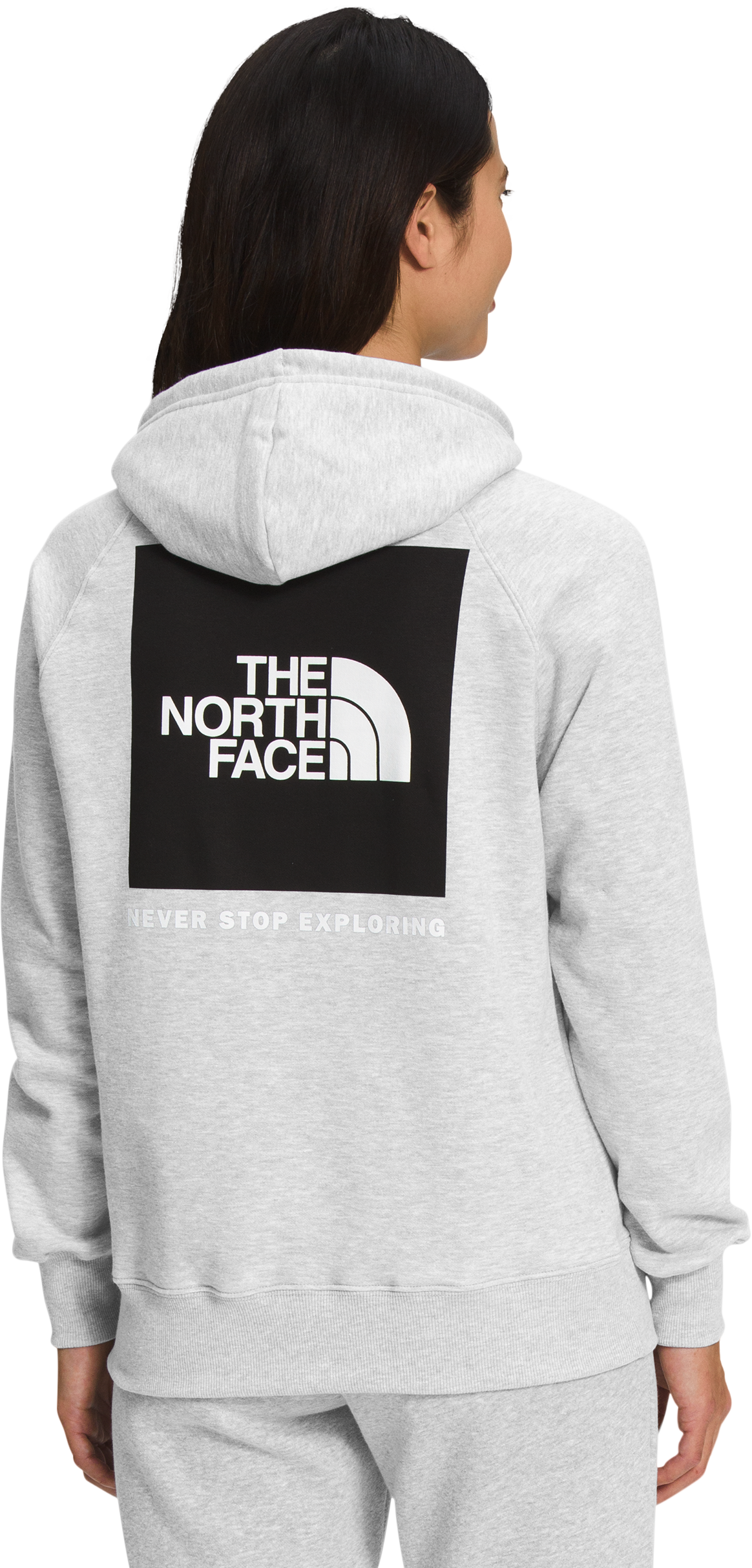 Image of The North Face Box NSE Long-Sleeve Hoodie for Ladies - TNF Light Grey Heather/TNF Black - S