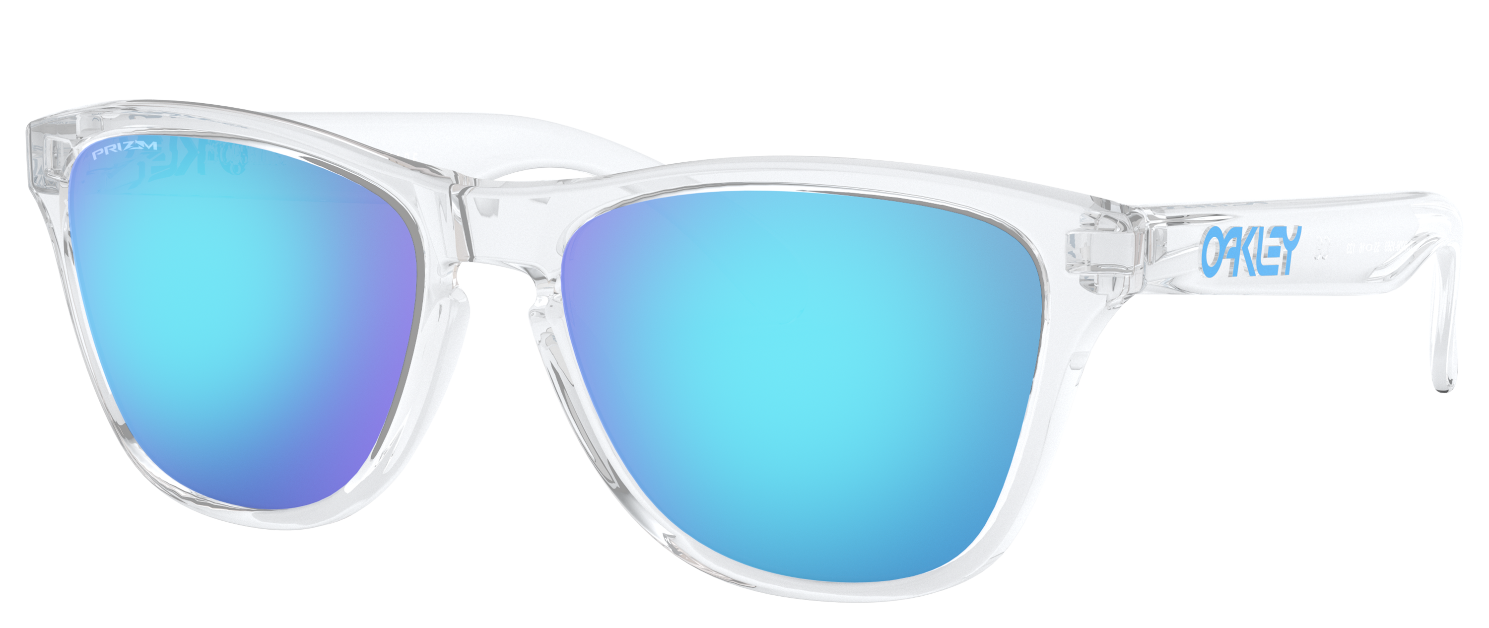 Image of Oakley Jr. Frogskins XS OJ9006 Prizm Grey Sunglasses for Kids - Polished Clear/Prizm Sapphire - X-Large