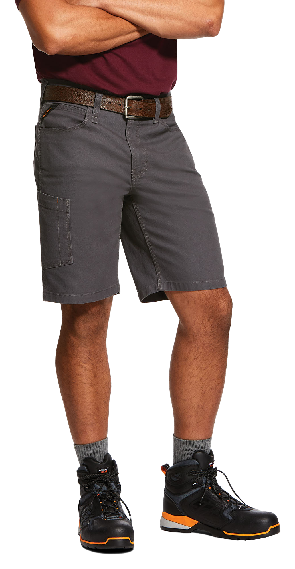 Image of Ariat Rebar Made Tough DuraStretch Shorts for Men - Rebar Grey