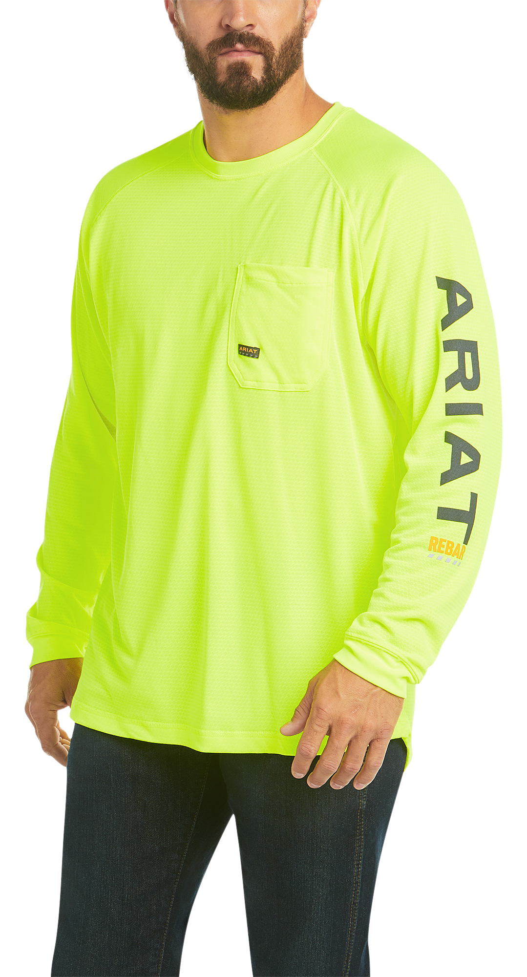 Image of Ariat Rebar Heat Fighter Long-Sleeve T-Shirt - Neon Lime