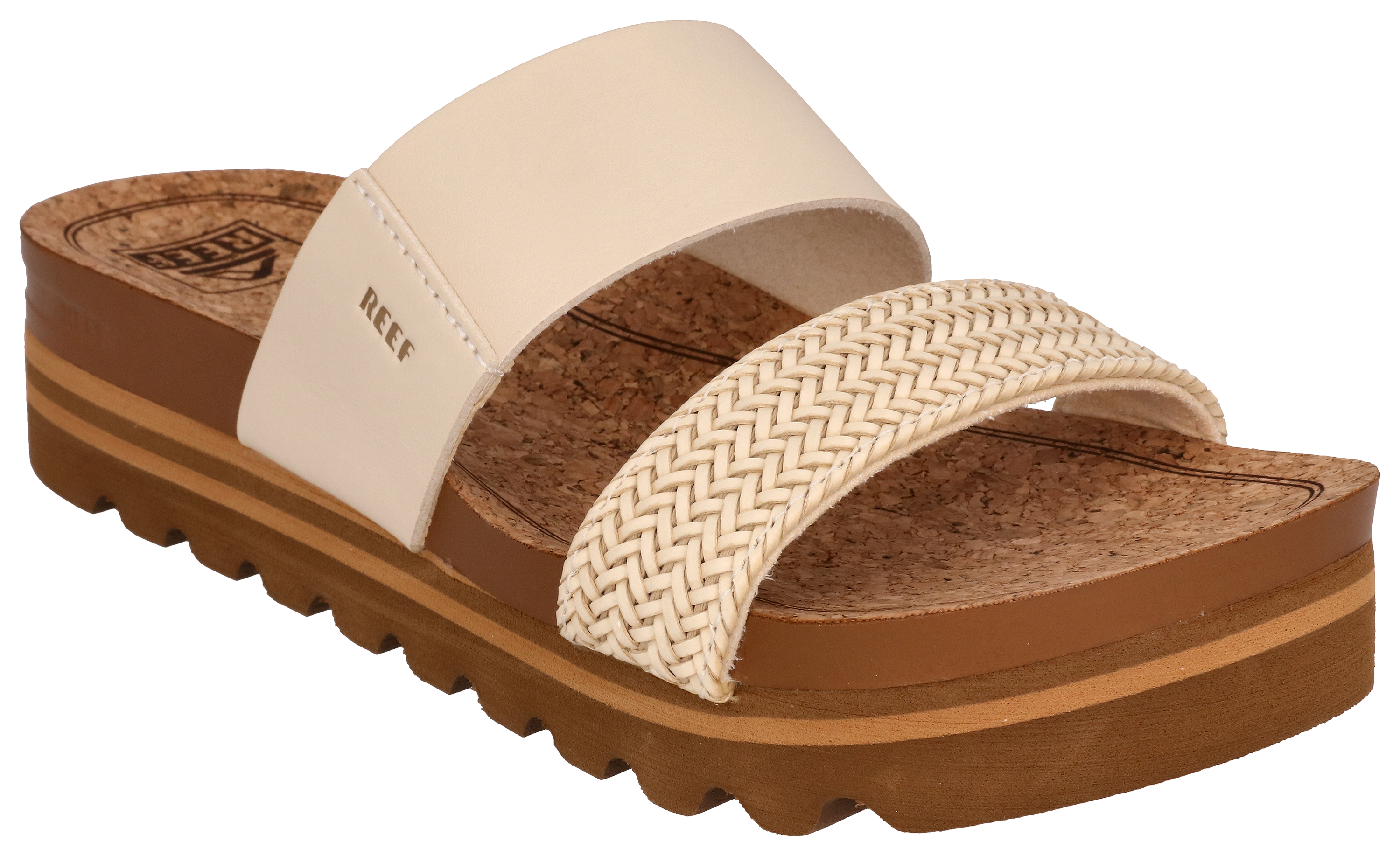 Image of Reef Cushion Vista Hi Braided Slide Sandals for Ladies - Vintage