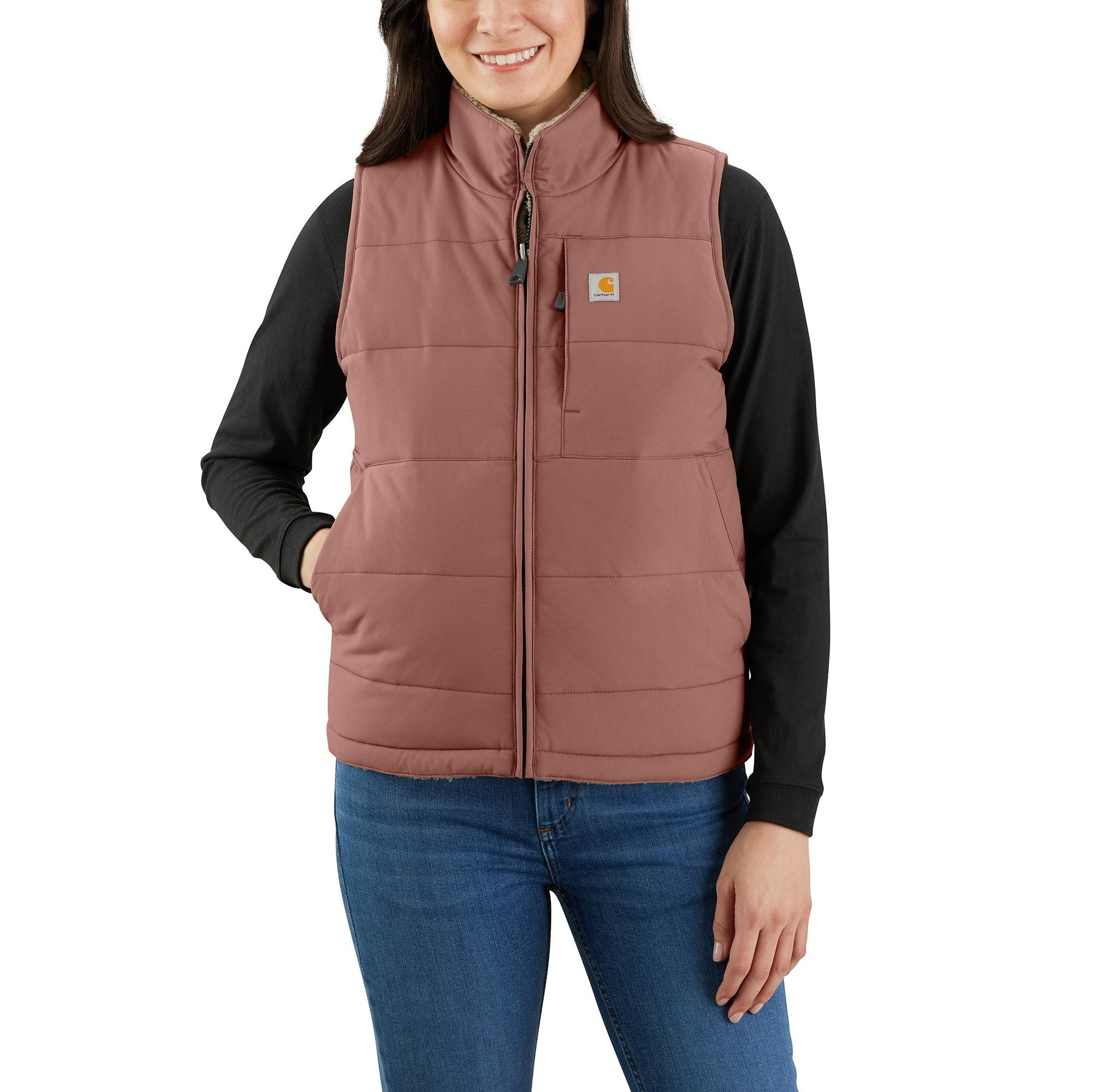 Carhartt Washed Duck Sherpa-Lined Mock-Neck Relaxed-Fit Vest for