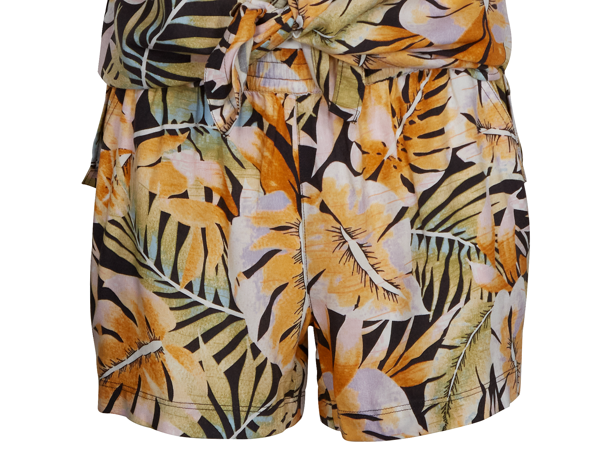 Image of Natural Reflections Tropical Resort Print Shorts - Licorice Print