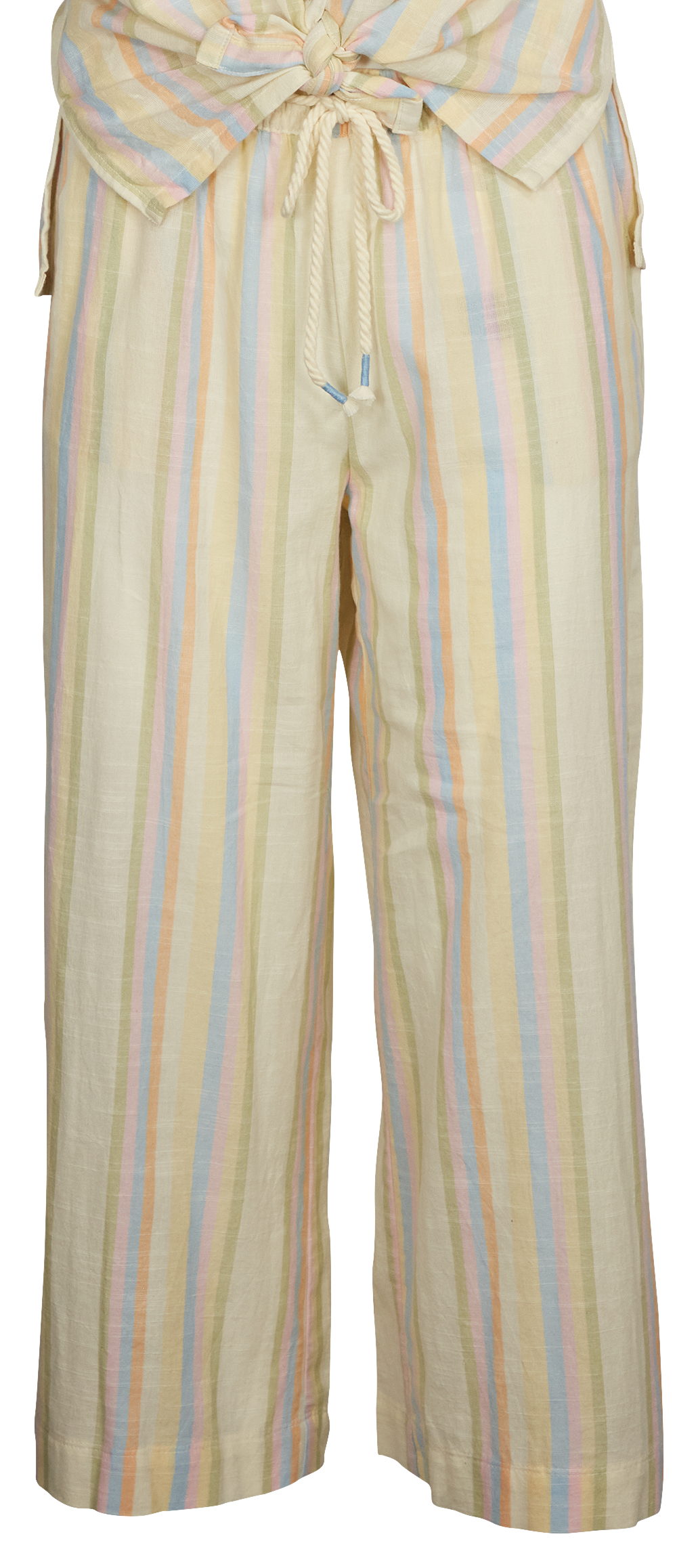 Natural Reflections Stripe Wide-Leg Cropped Pants for Ladies