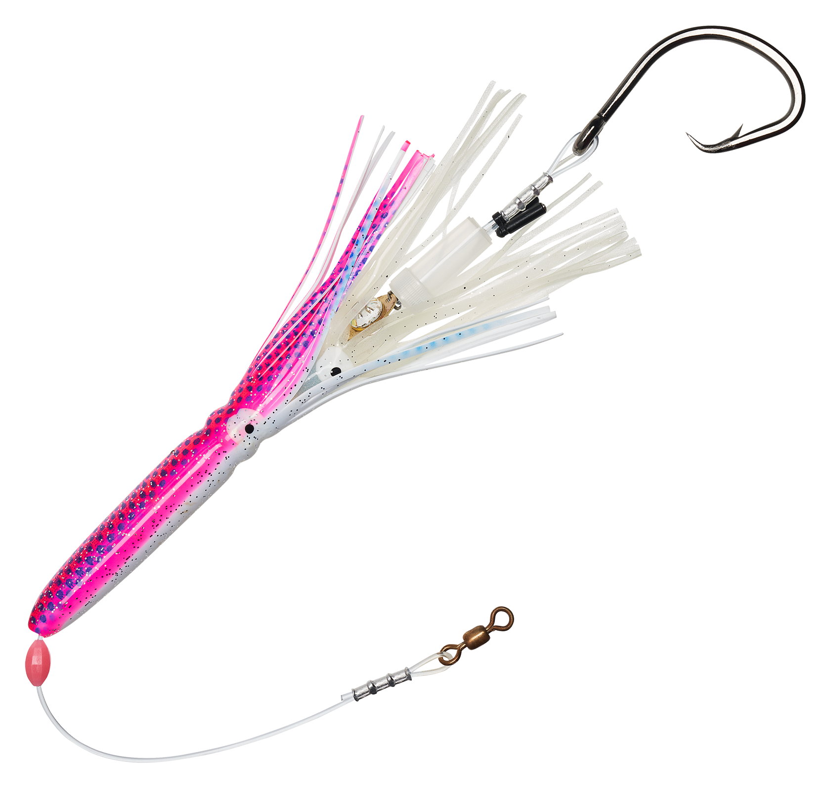 Image of Salty Lures Pro Series Halibut Deep Drop Squid Rig - Pink/White