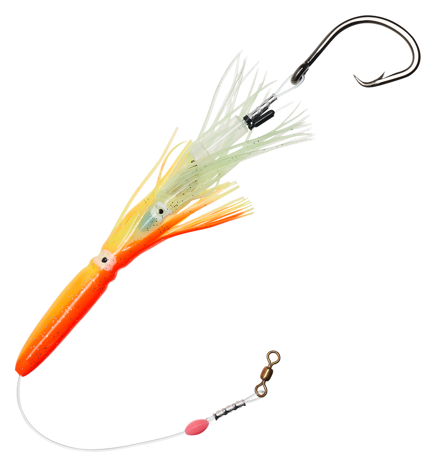 Image of Salty Lures Pro Series Halibut Deep Drop Squid Rig - Orange/Yellow