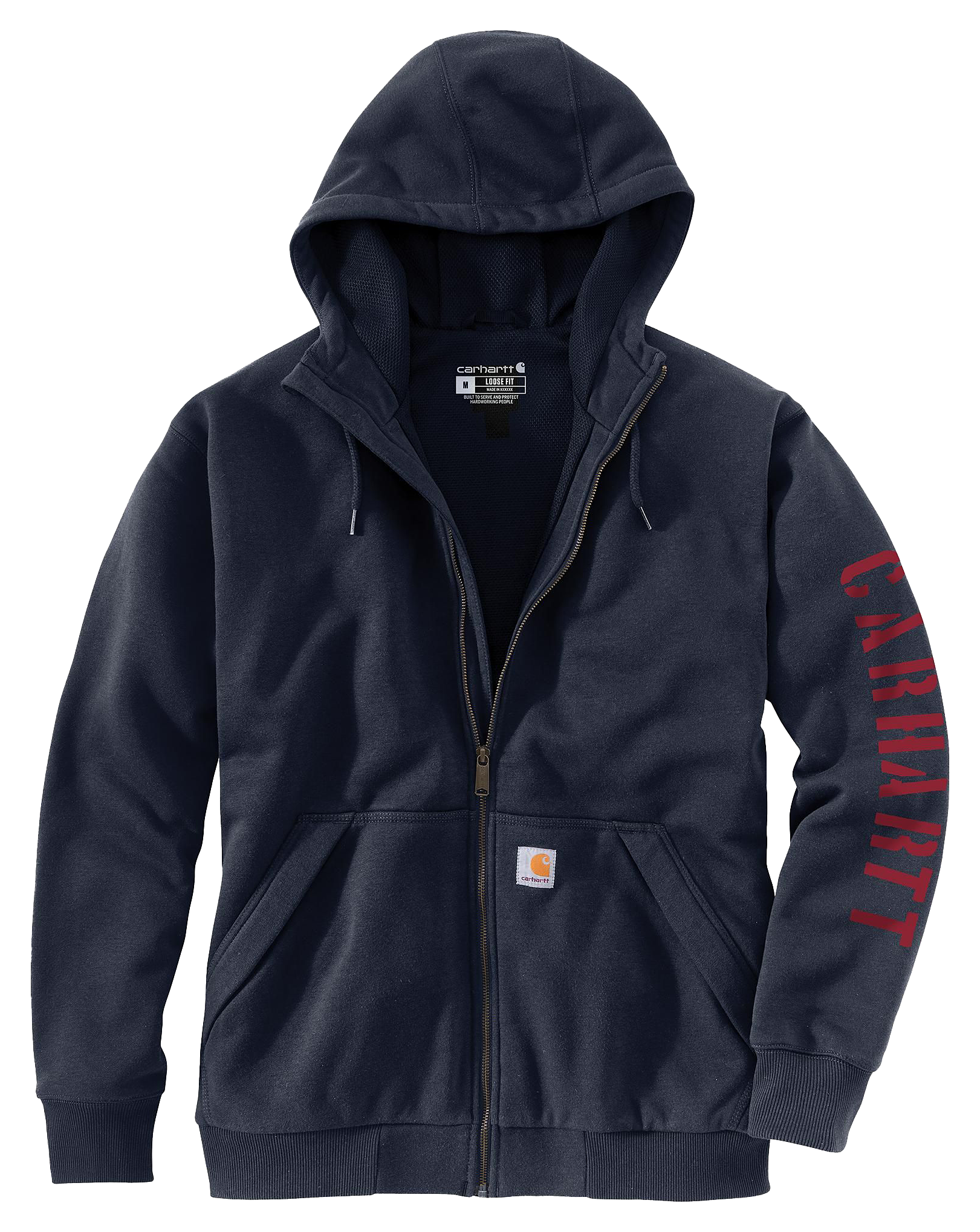 Image of Carhartt Rain Defender Fleece-Lined Long-Sleeve Hoodie for Men - New Navy - 2XLT