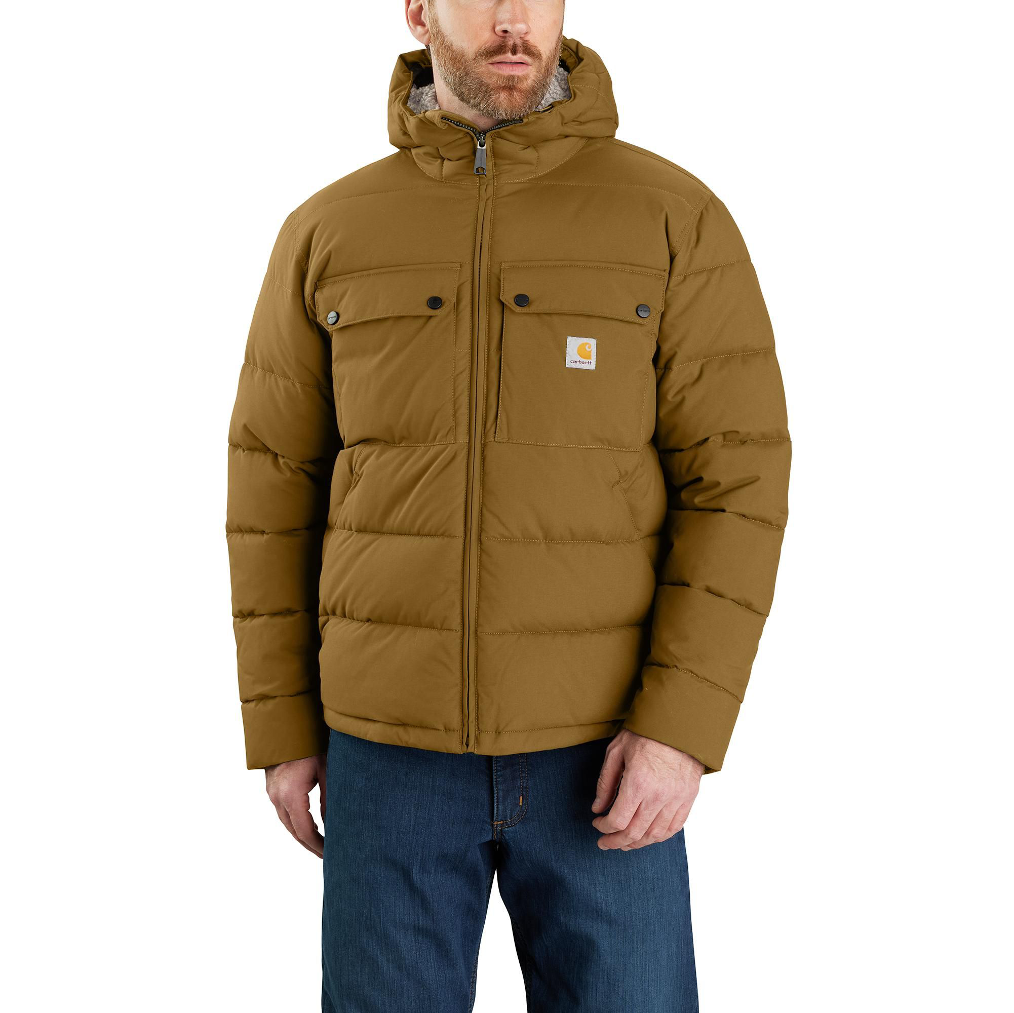 Image of Carhartt Rain Defender Loose-Fit Midweight Insulated Jacket for Men - Oak Brown - M