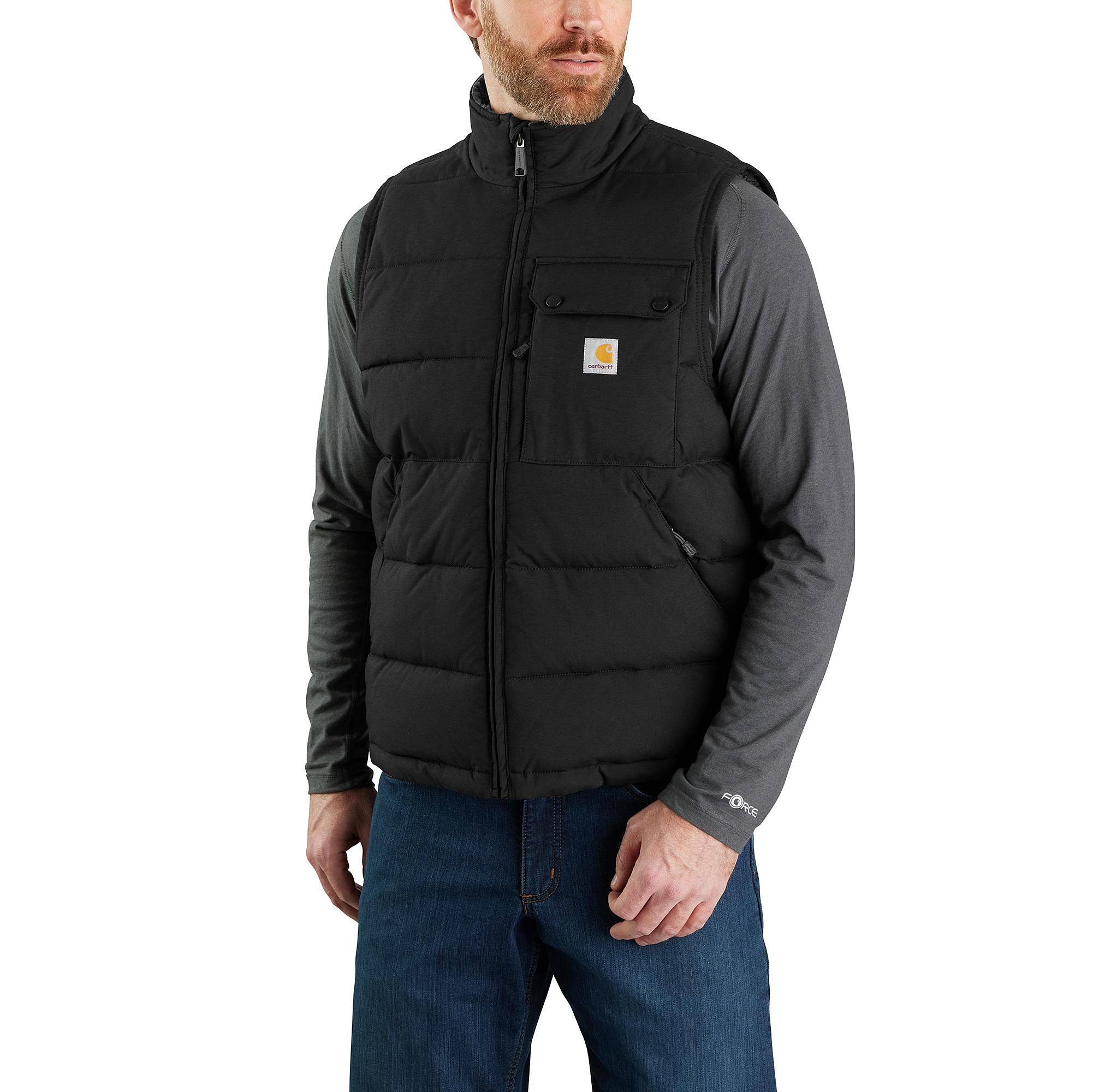 Image of Carhartt Rain Defender Loose-Fit Midweight Insulated Vest for Men - Black - 2XLT