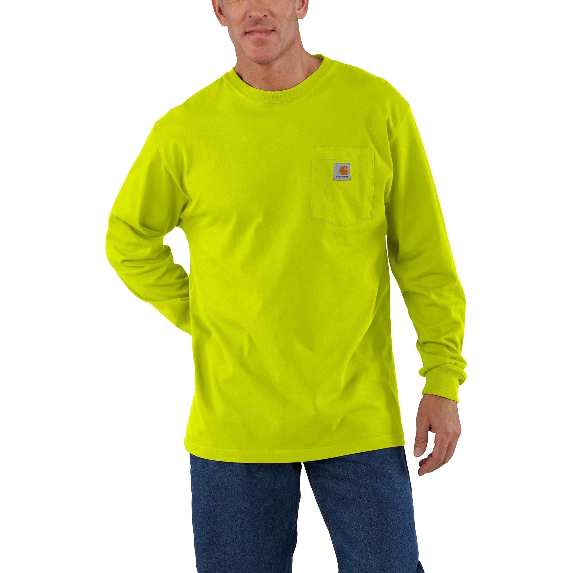 Image of Carhartt Workwear Loose-Fit Long-Sleeve Pocket T-Shirt for Men - Brite Lime