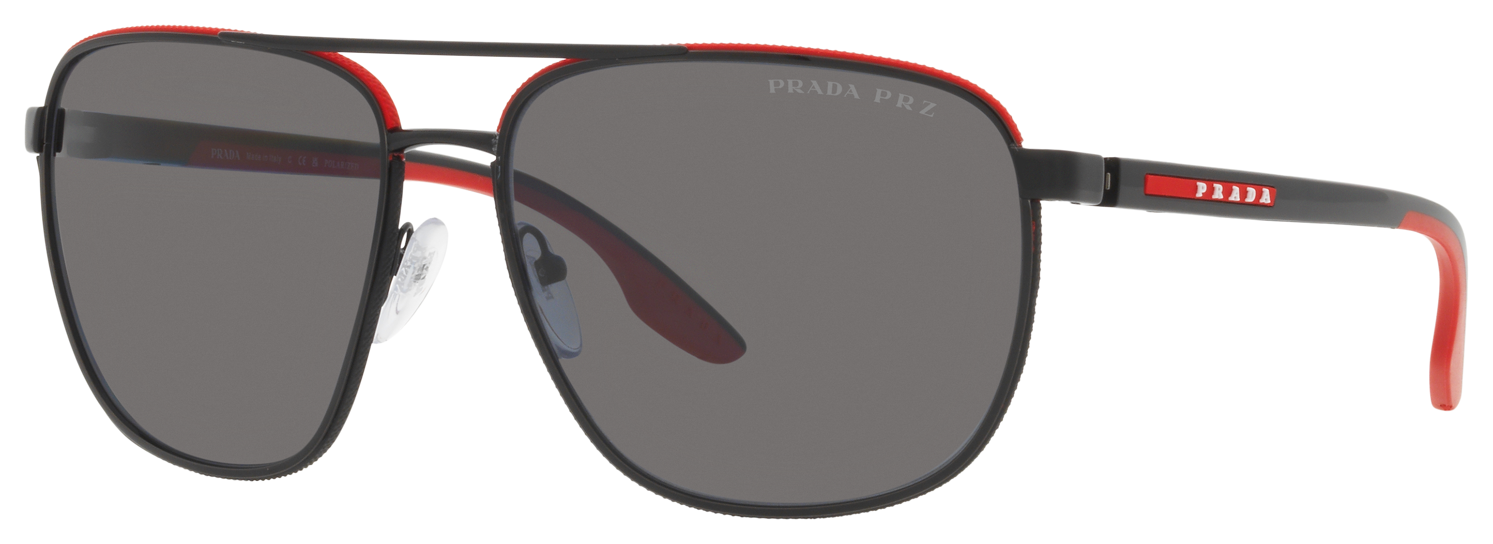 Prada Linea Rossa PS 50YS Polarized Sunglasses - Black/Red/Dark Gray - X-Large