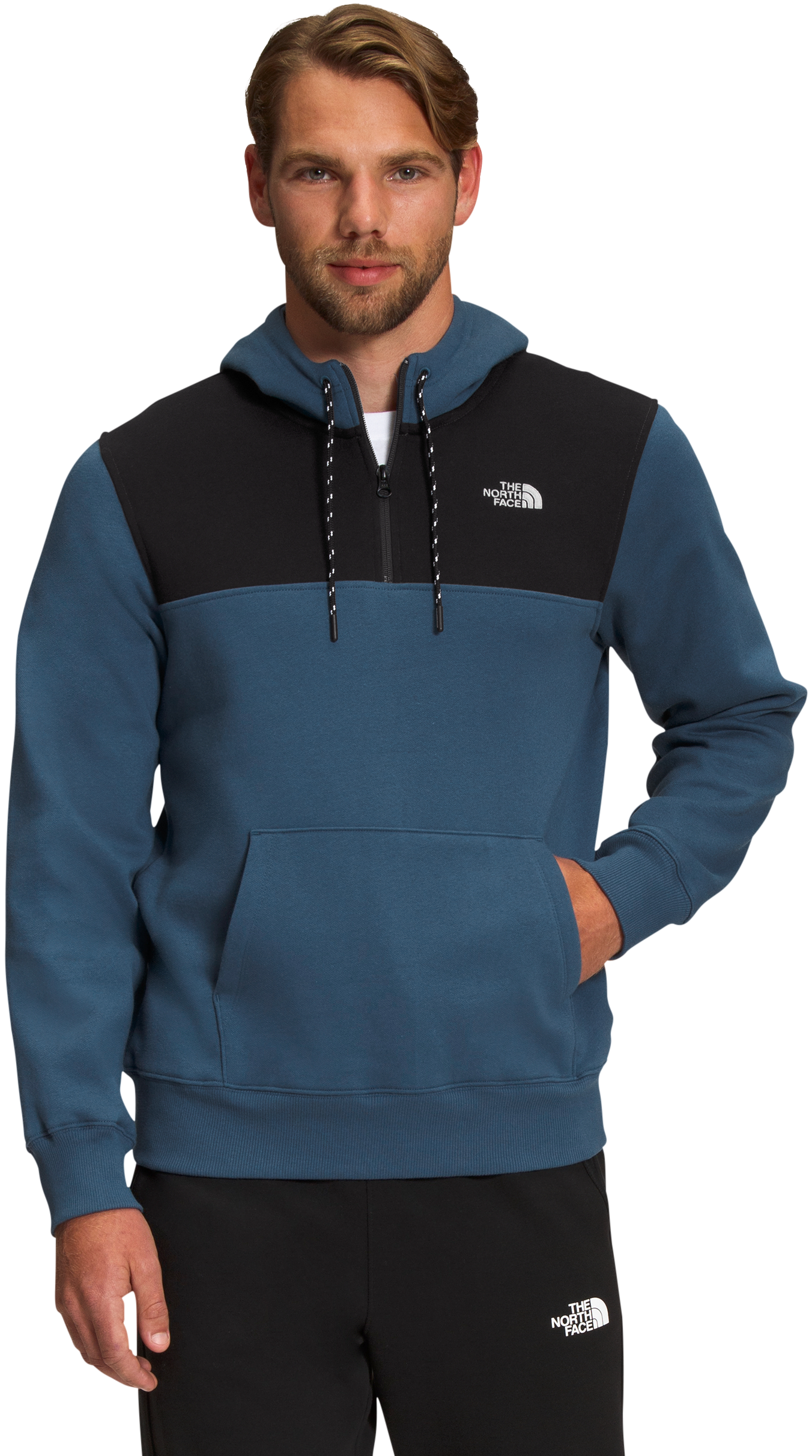 The North Face Standard Quarter-Zip Long-Sleeve Hoodie for Men - Shady Blue/TNF Black