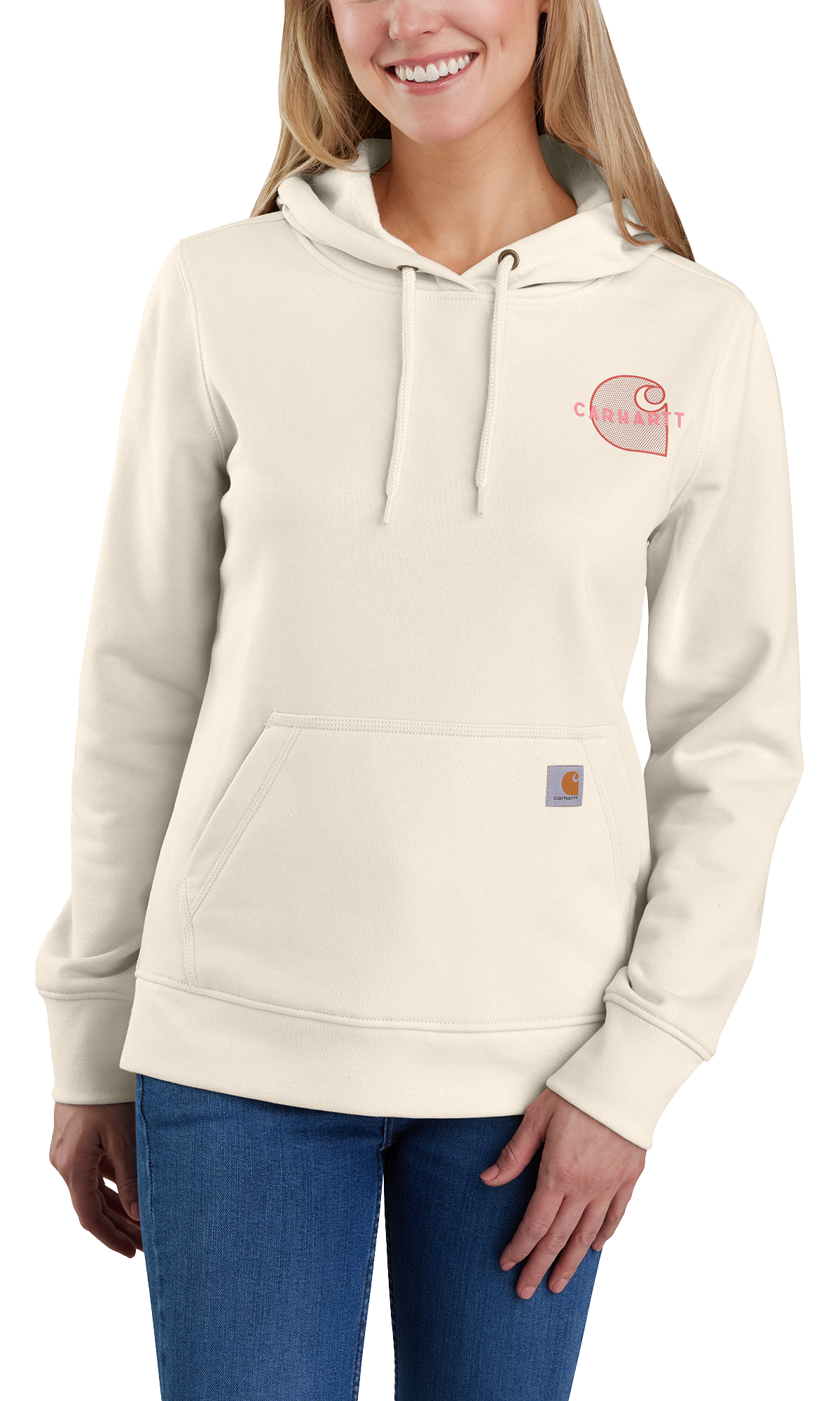 Image of Carhartt Relaxed Fit Midweight Rain Defender Chest Logo Long-Sleeve Hoodie for Ladies - Malt - XL