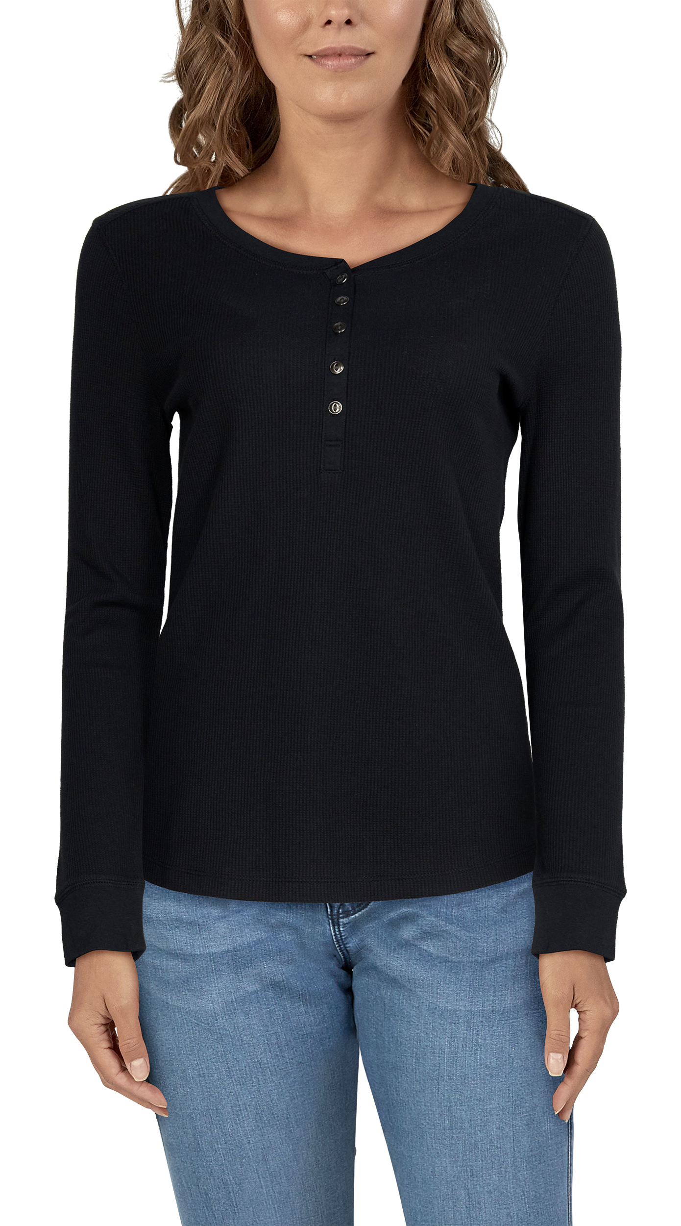 Natural Reflections Thermal Long-Sleeve Henley for Ladies - Anthracite - 2X